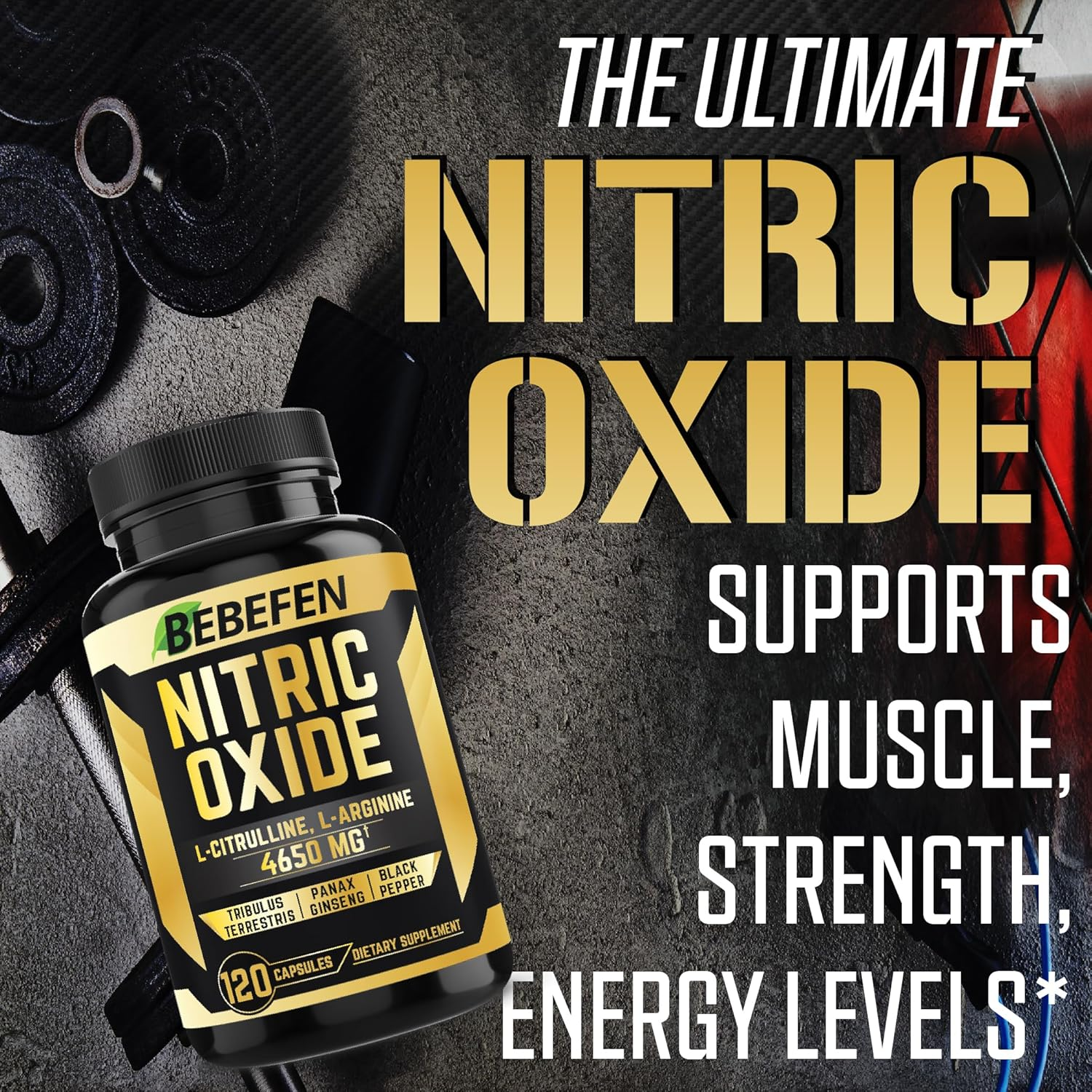 Nitric Oxide Supplements 4650Mg - High Formula with L-Arginine, L-Citrulline, Tribulus, Ginseng - 120 Capsules image number 3