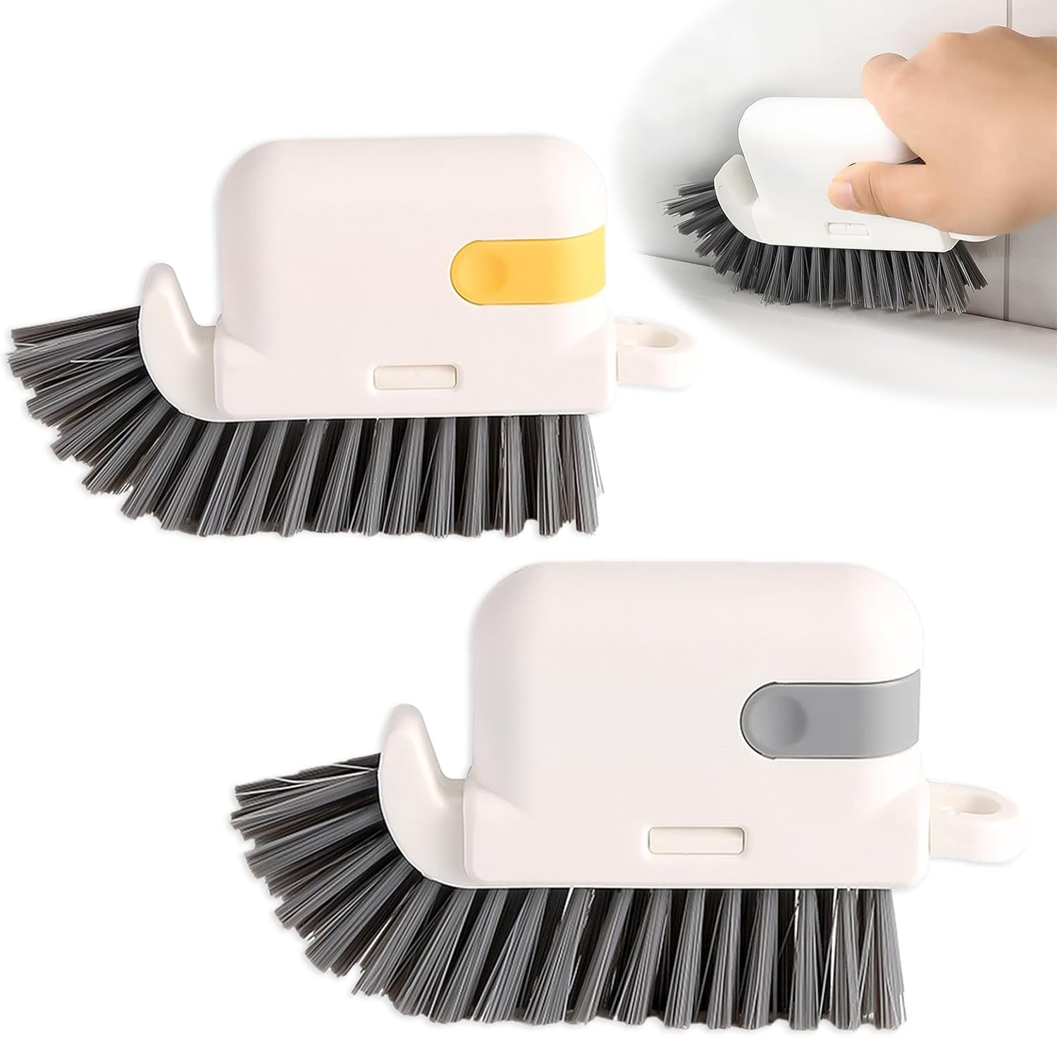 2 Pack Scrub Brushes for Cleaning, Bathroom Cleaning Brush, Cleaning Brushes for Household Use (Gray, Yellow)