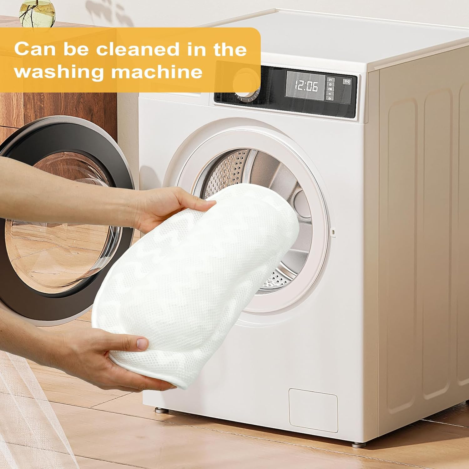 Awobepl Ergonomic Bath Pillow Breathable Air Mesh Bathtub Pillow with 6 Suction Cup and Hook Practical Bathroom Accessories for Neck and Back Support (White) - Black image number 2