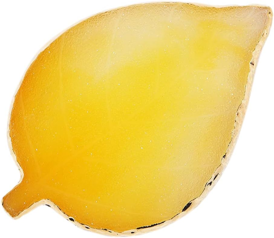 AKOAK 1 Pack Nail Leaves Palette Resin Agate Gold Trim Paint Palette Crystal Rim Shooting Prop Nail Display Board Tool (Yellow) image number 3