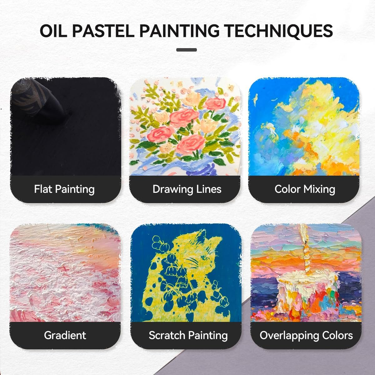 Paul Rubens Oil Pastels, 8PCS Black Oil Pastel Set with Creamy Texture Easy to Blend, Bullet Heads HAIYA Oil Pastels for Artists and Beginners, Art Supplies for Painting and Drawing - Bright Yellow image number 6