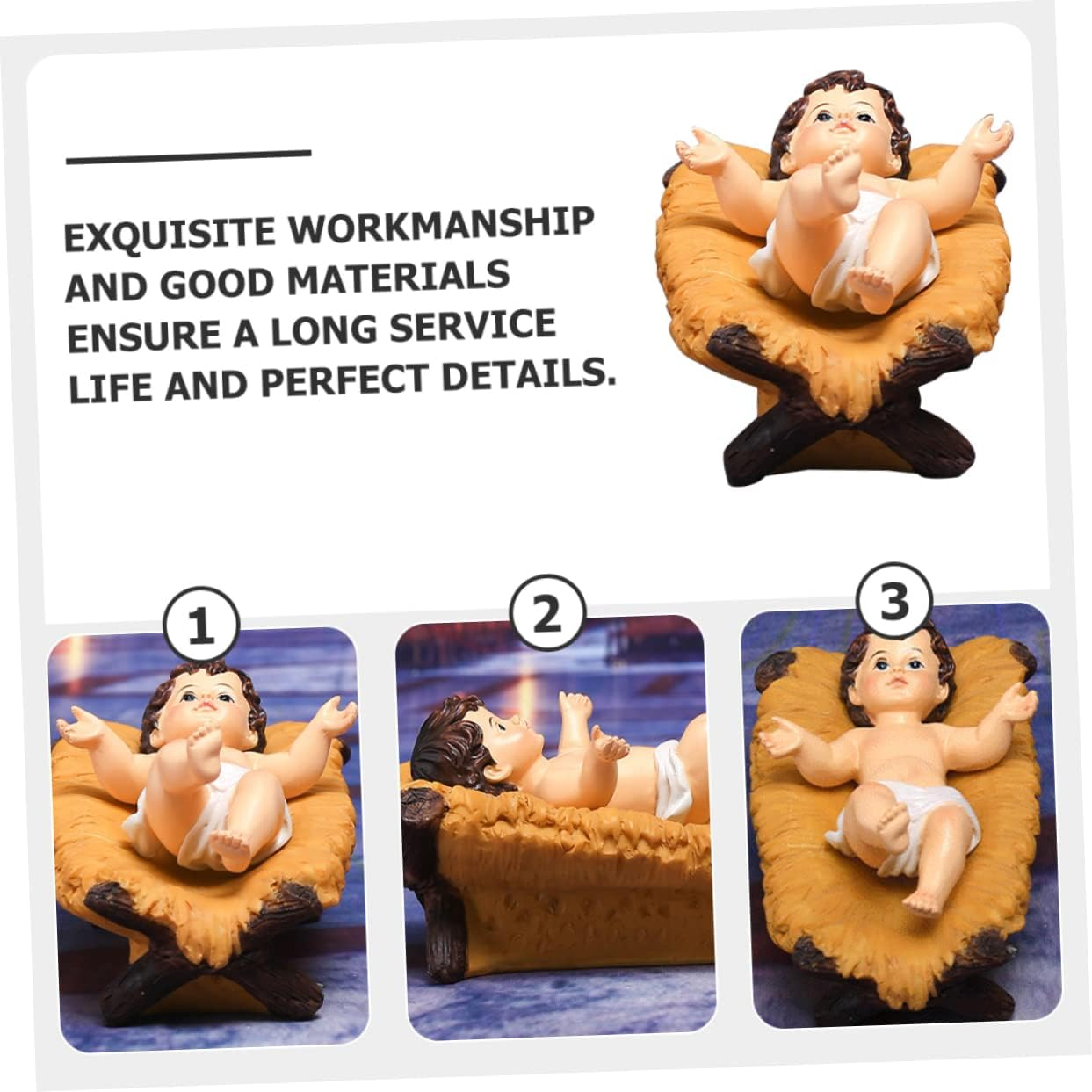 Jesus Figurine Ornament Religious Christmas Decoration for Home Photography Prop Resin Craft for Nativity Scene Unique Holiday Celebrations image number 6