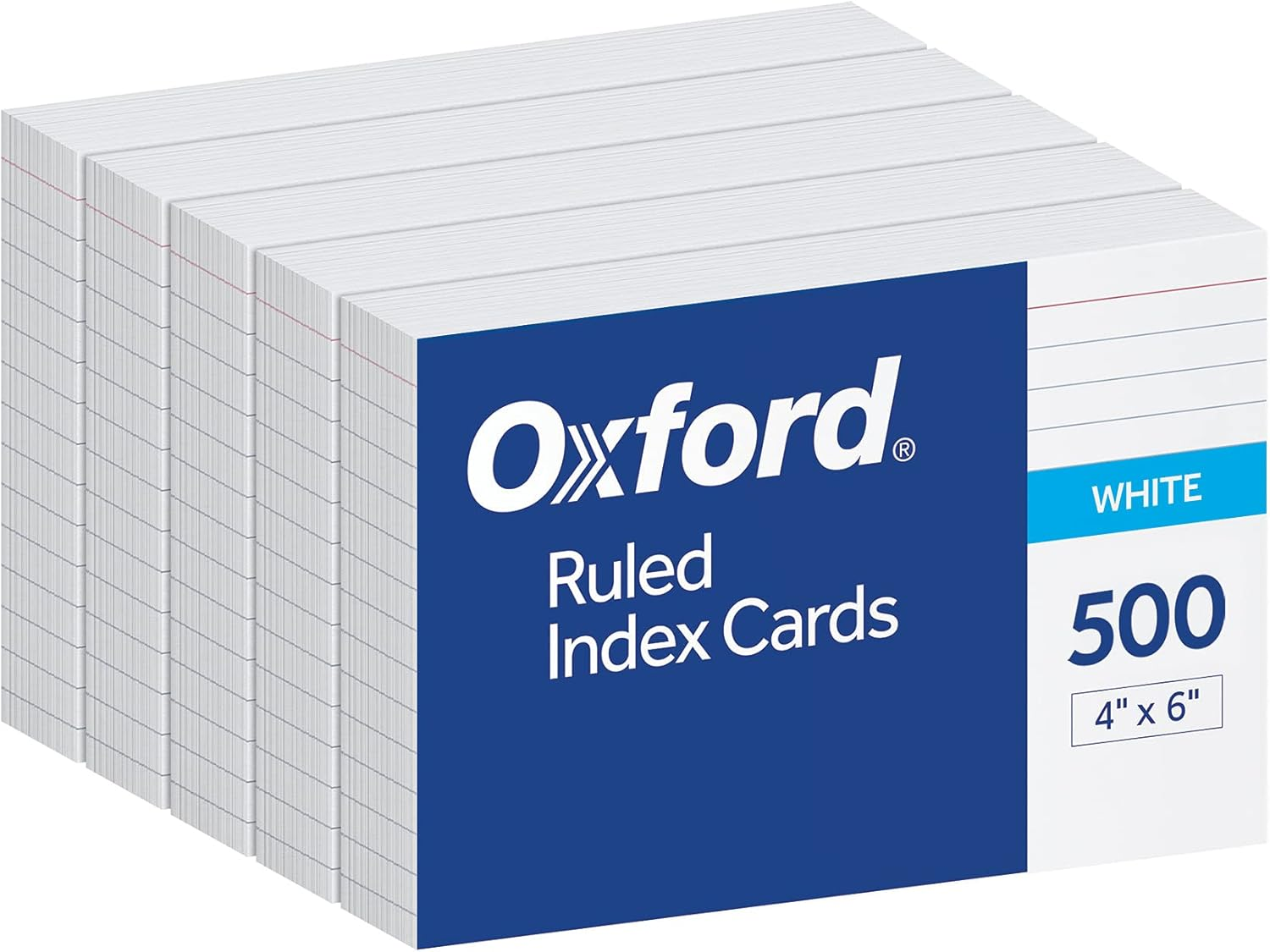 Oxford Index Cards, 500 Pack, 4X6 Index Cards, Ruled on Front, Blank on Back, White, 5 Packs of 100 Shrink Wrapped Cards (40178) image number 3