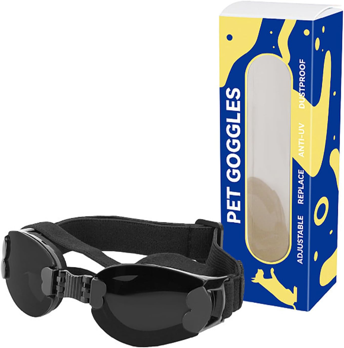 Goggles for Dogs Medium,Eye Protection Goggles for Pets | Adjustable Strap Foldable Pet Sunglasses for Plateau Cross-Country Running Skiing image number 6