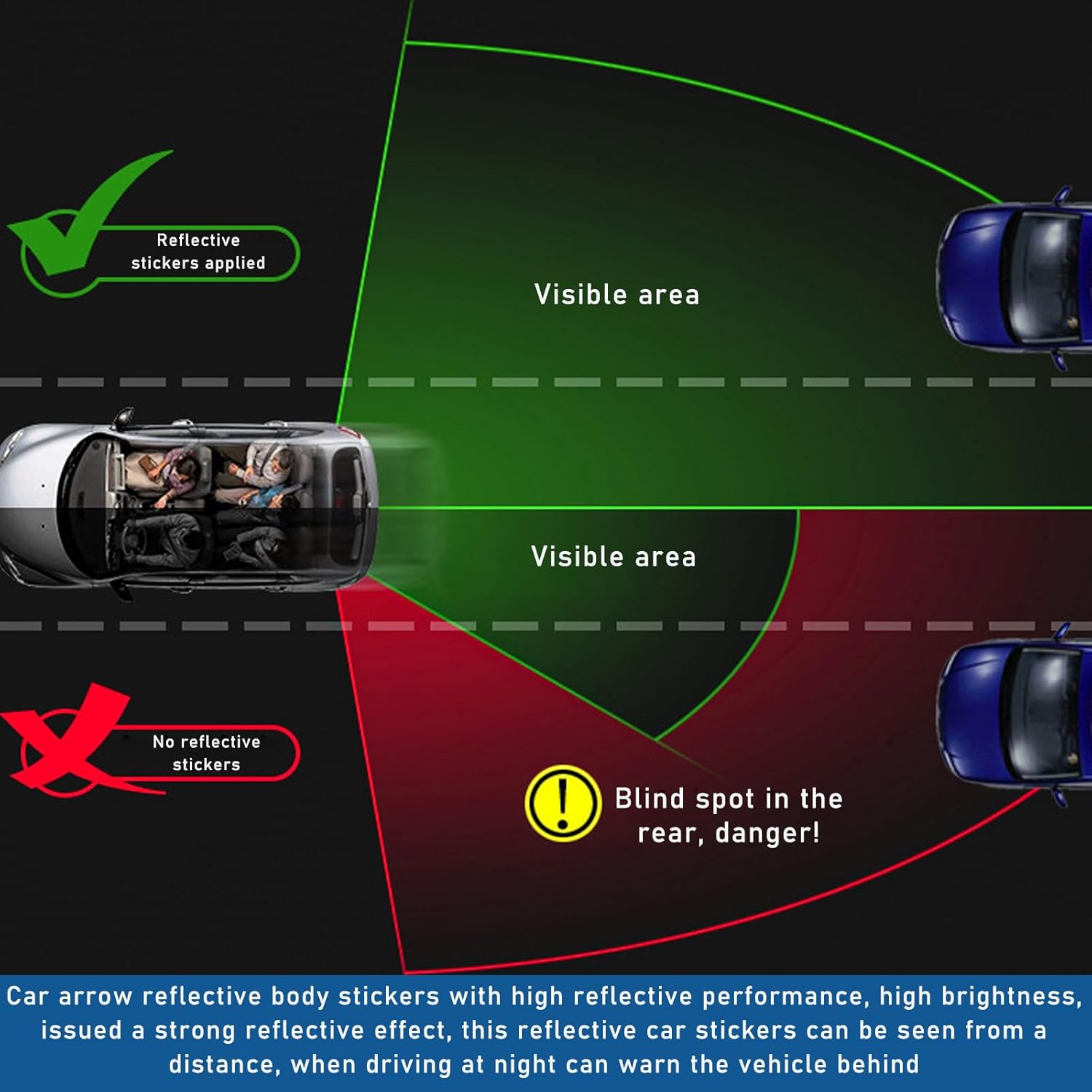 Sylvil 20 PCS Car Arrow Reflective Stickers, Waterproof Safety Warning Sign Reflective Decal, High Night Visibility Reflector Tape for Auto Trunk Rear Bumper Body, Car Accessories (Red) image number 3