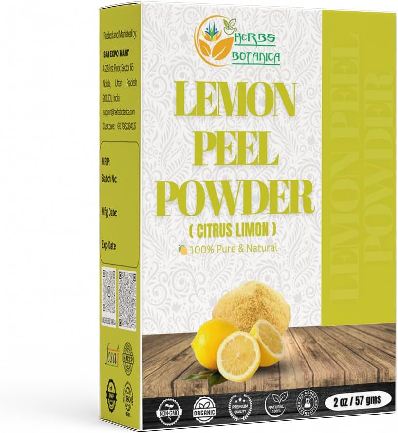 Herbs Botanica Lemon Peel Powder 57G &ndash; Pure, Natural, Aromatic Powder for DIY Skincare, Haircare, Face Packs, Soap & Crafts image number 4