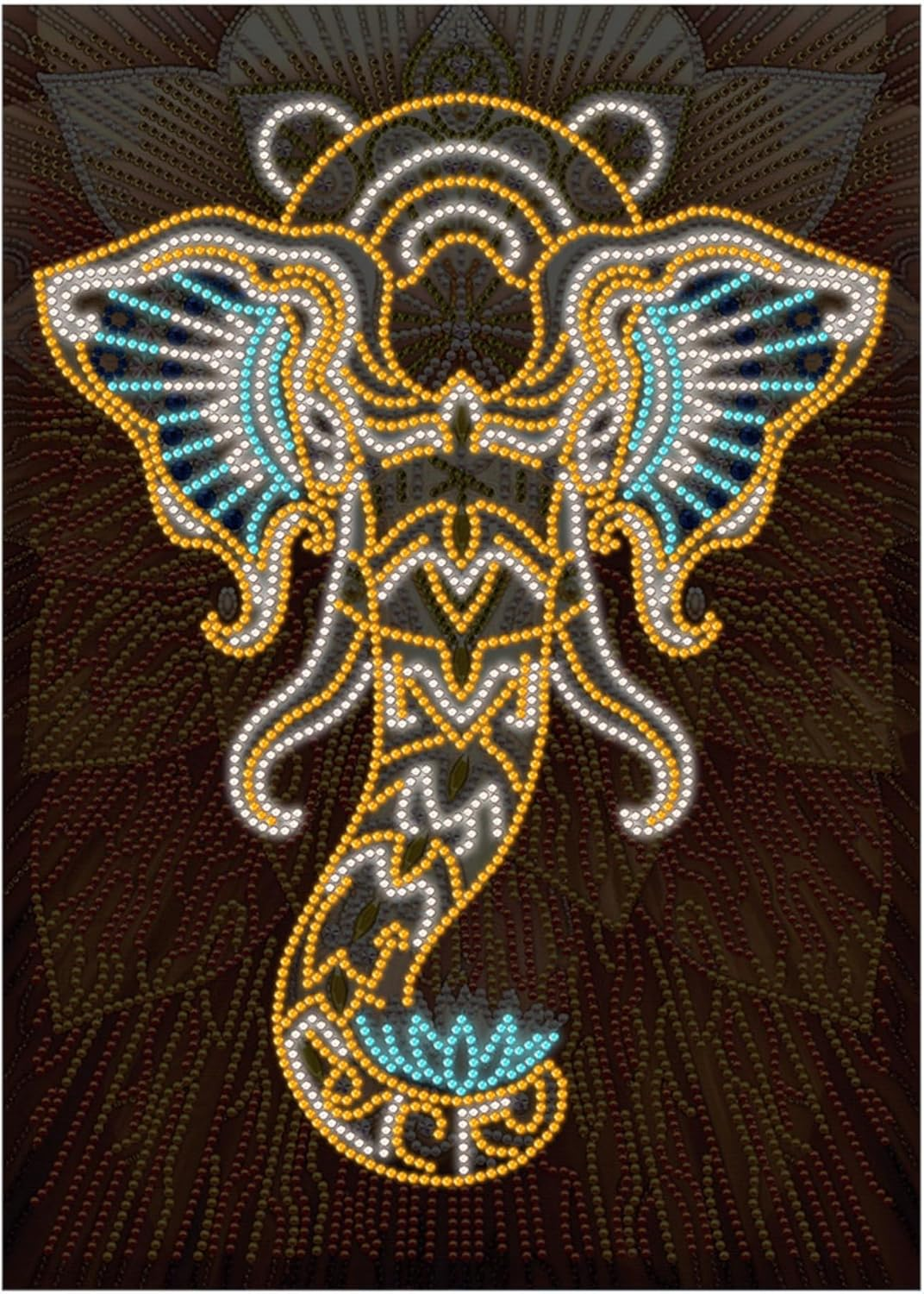 Songdao 5D Diamond Painting Kit, Luminous Diamond Art Easy Kits, Diamond Painting Glow in the Dark Partial Drill Diamond for Adults Kids (Golden Elephant) image number 1