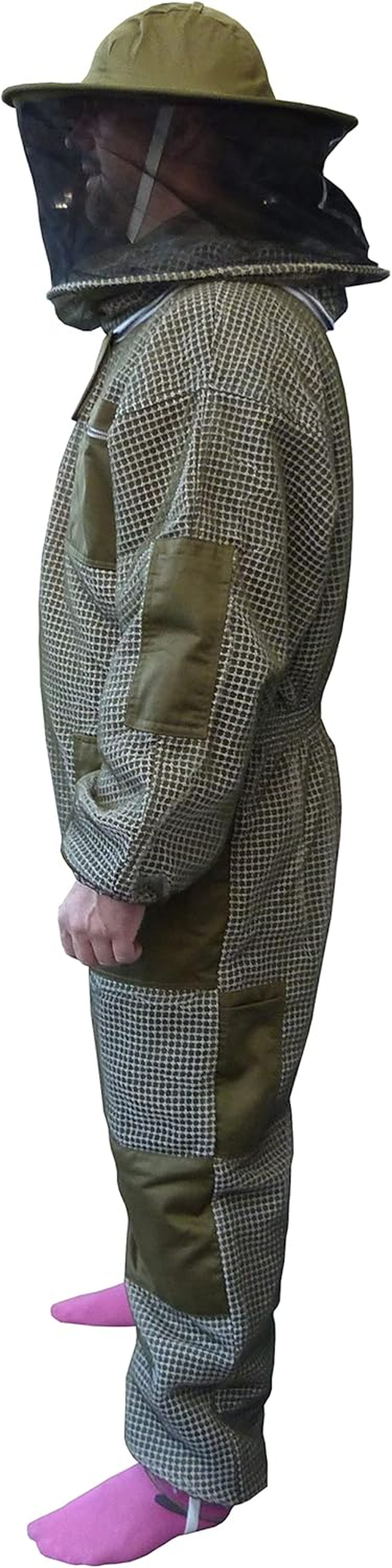 AGS round Hat Veil Three Layer Ultra Ventilated Green Beekeeping Suit Professional Bee Suit Beekeeper Beekeeping Suit (2XL) image number 1