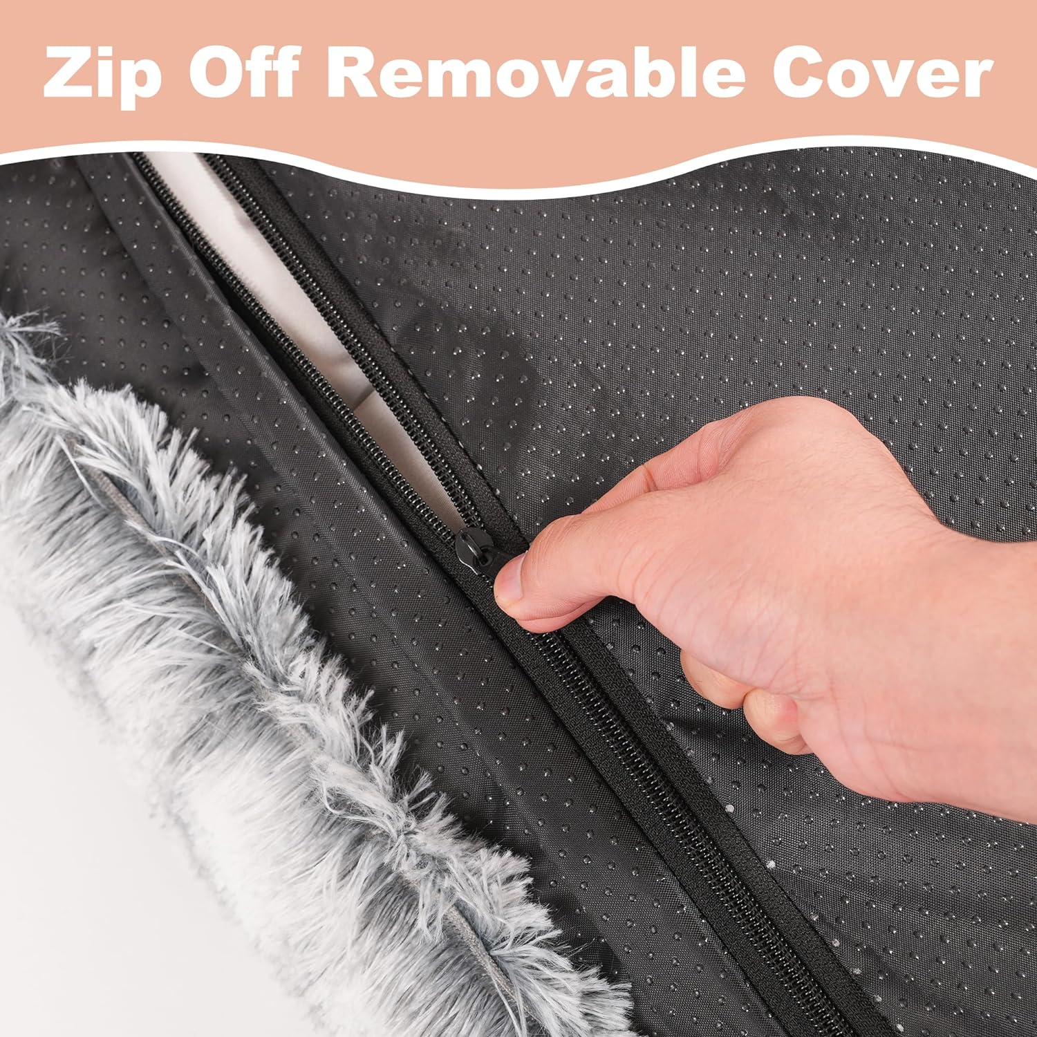 Bedfolks Waterproof Dog Crate Bed,Plush Dog Crate Pad with Removable Cover,Faux Fur Dog Bed for Large Dogs,Fluffy Washable Dog Kennel Bed 35"X23",Dark Grey image number 6