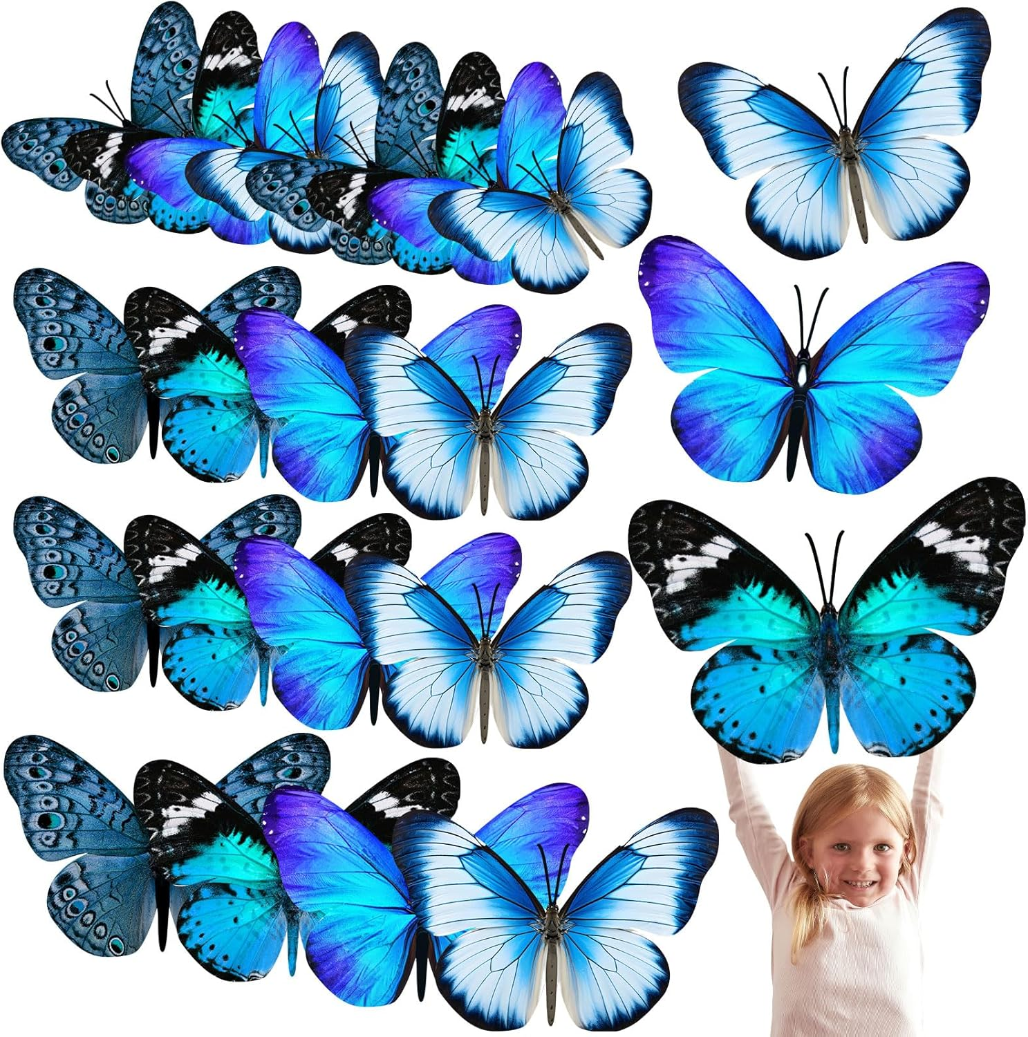 Geosar 20 Pcs 3D Large Butterfly Party Decoration 2 Layer Giant Paper Butterfly Stickers Big Butterfly Wall Decoration Set Large Butterfly for Birthday Baby Shower Nursery (Gold,Pink)