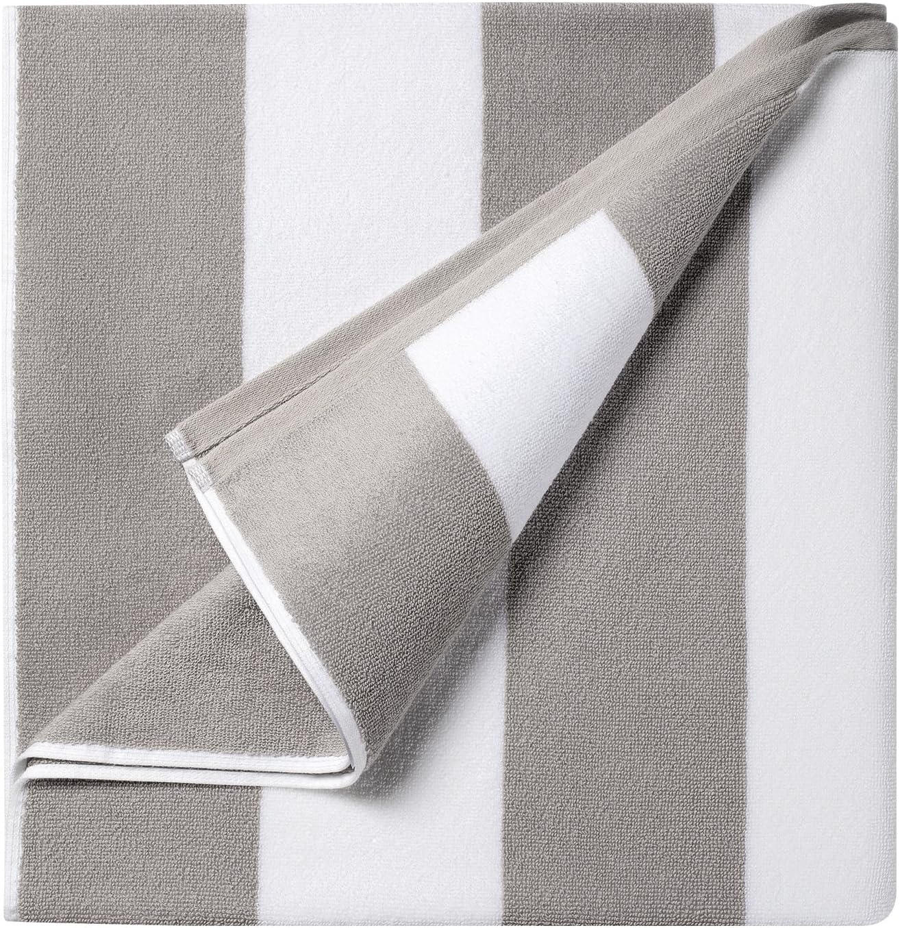 Ouxiaobai Cotton Oversized Beach Towel - Extra Large 180 X 100 CM Soft Absorbent Pool Towel for Adults, Striped Cabana Swim Towel (Grey) image number 6