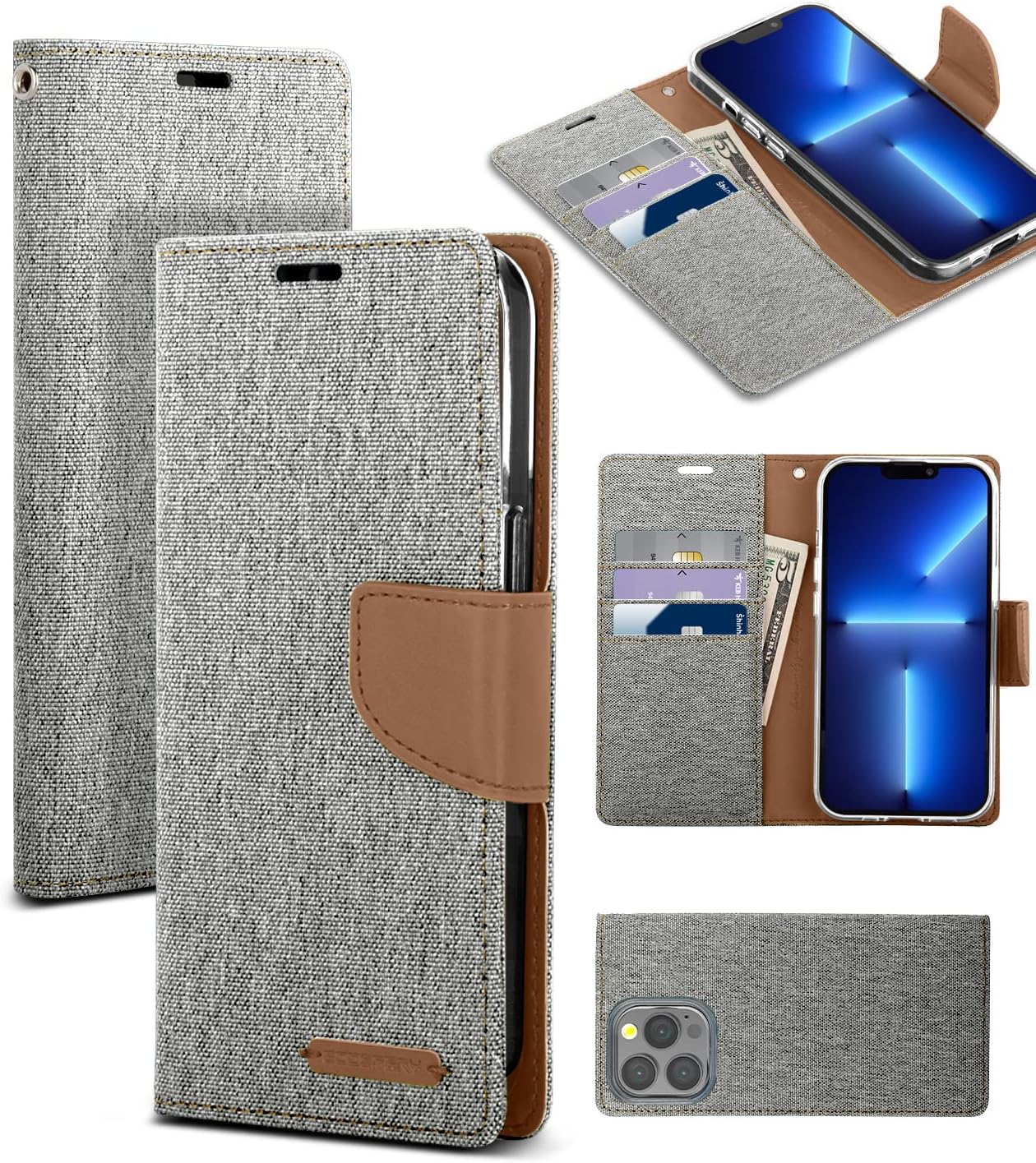 Goospery Canvas Diary for Iphone 13 Pro - Grey