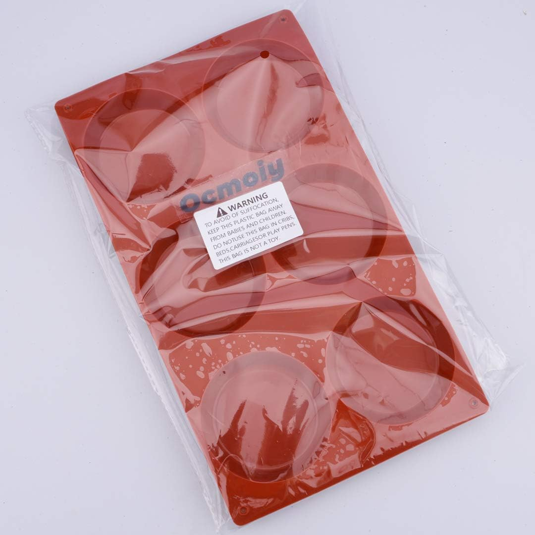 Ocmoiy Silicone Muffin Top Pans/Egg Molds for Baking Non-Stick 3" round Silicone Mold for Muffins, Eggs, Tarts, Corn Bread, 6 Cavities Whoopie Pie Pan Pack of 3 image number 1