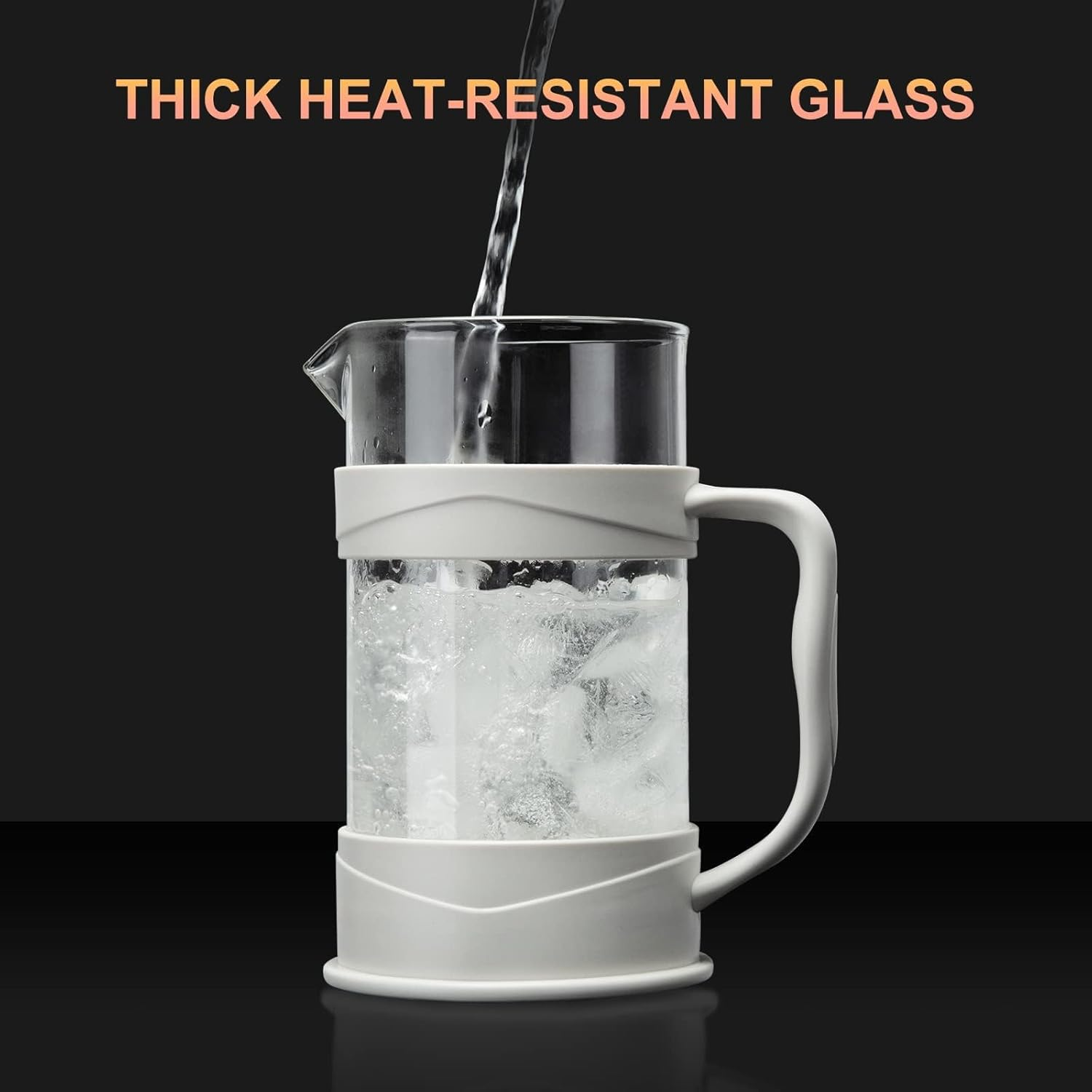 PARACITY French Press Coffee/Tea Maker, Camping Mini Coffee/Tea Press of 304 Stainless Steel Filter and Heat Resistant Glass, Cold Brew Coffee Maker 11.8OZ for Travel& Home Gift(White)