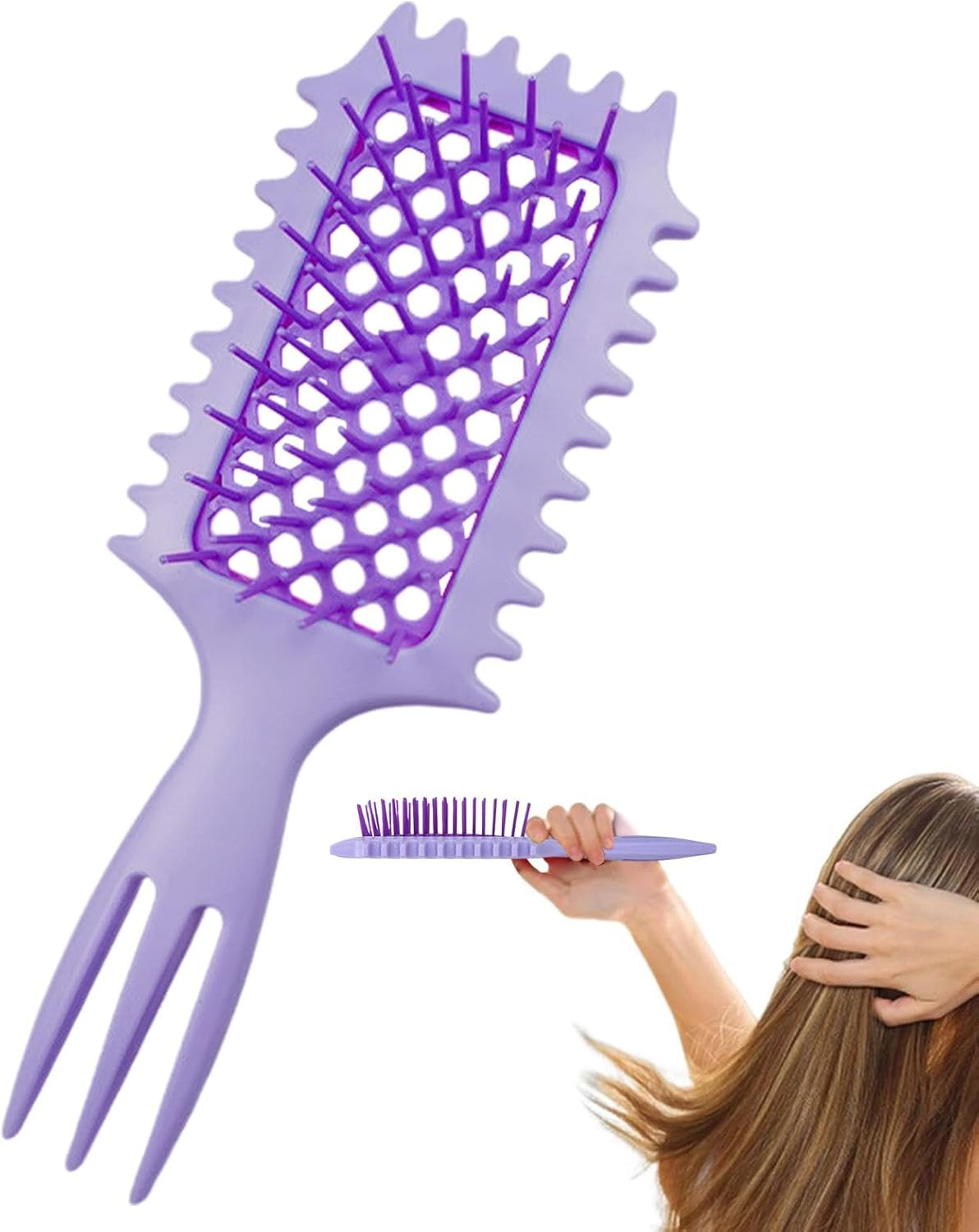 Defining Brush for Curly Hair,Ergonomic Hair Detangling Brush | Curly Hair Brush for Combing and Shaping Curls, Portable Curl Defining Brush image number 5