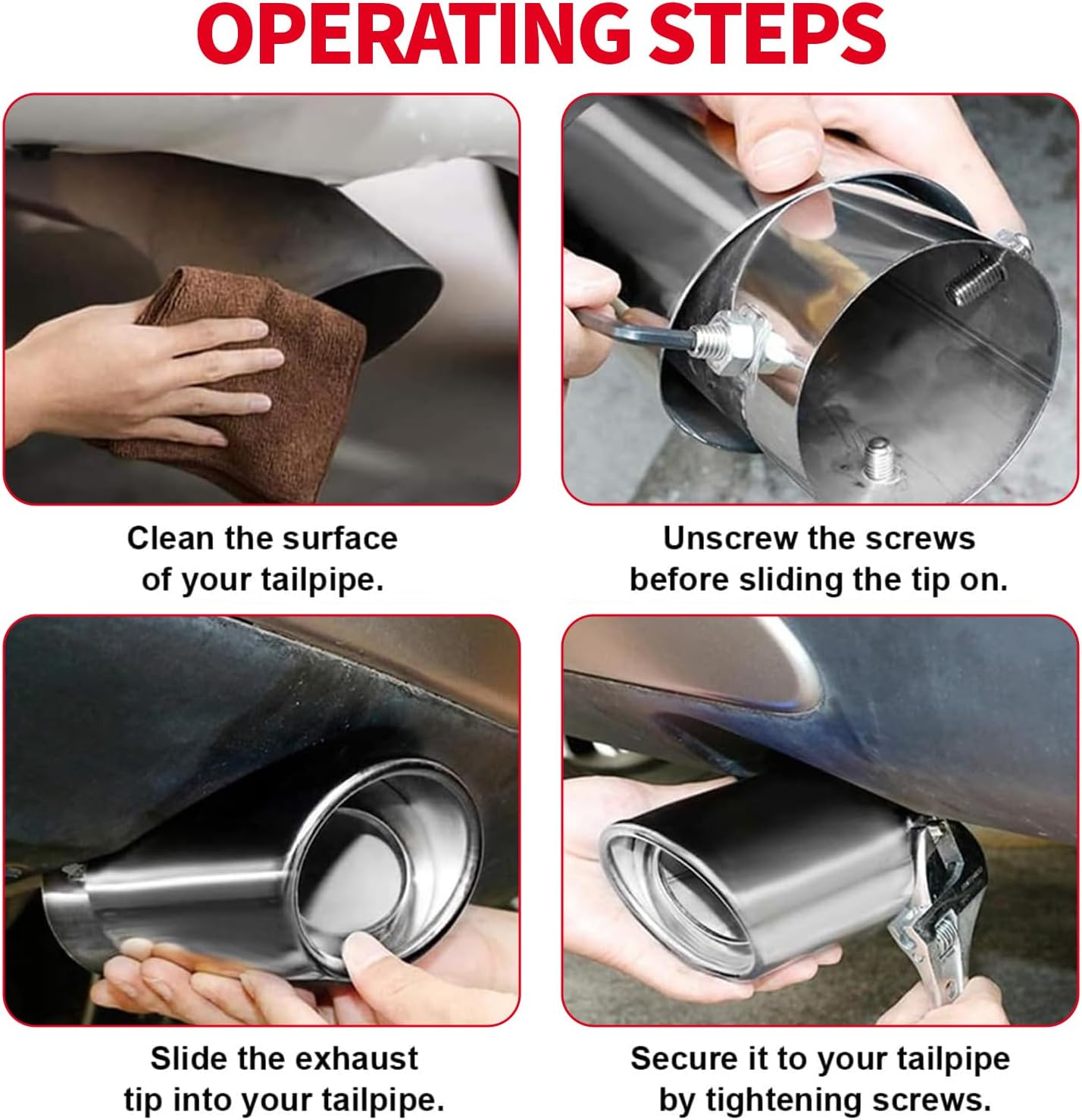 MAEZOE Universal Stainless Steel Car Exhaust Tip 2.5" to 3.3" Chrome Straight Tail Pipe Rust Resistant Easy Installation Fits Sedans Suvs Trucks image number 3