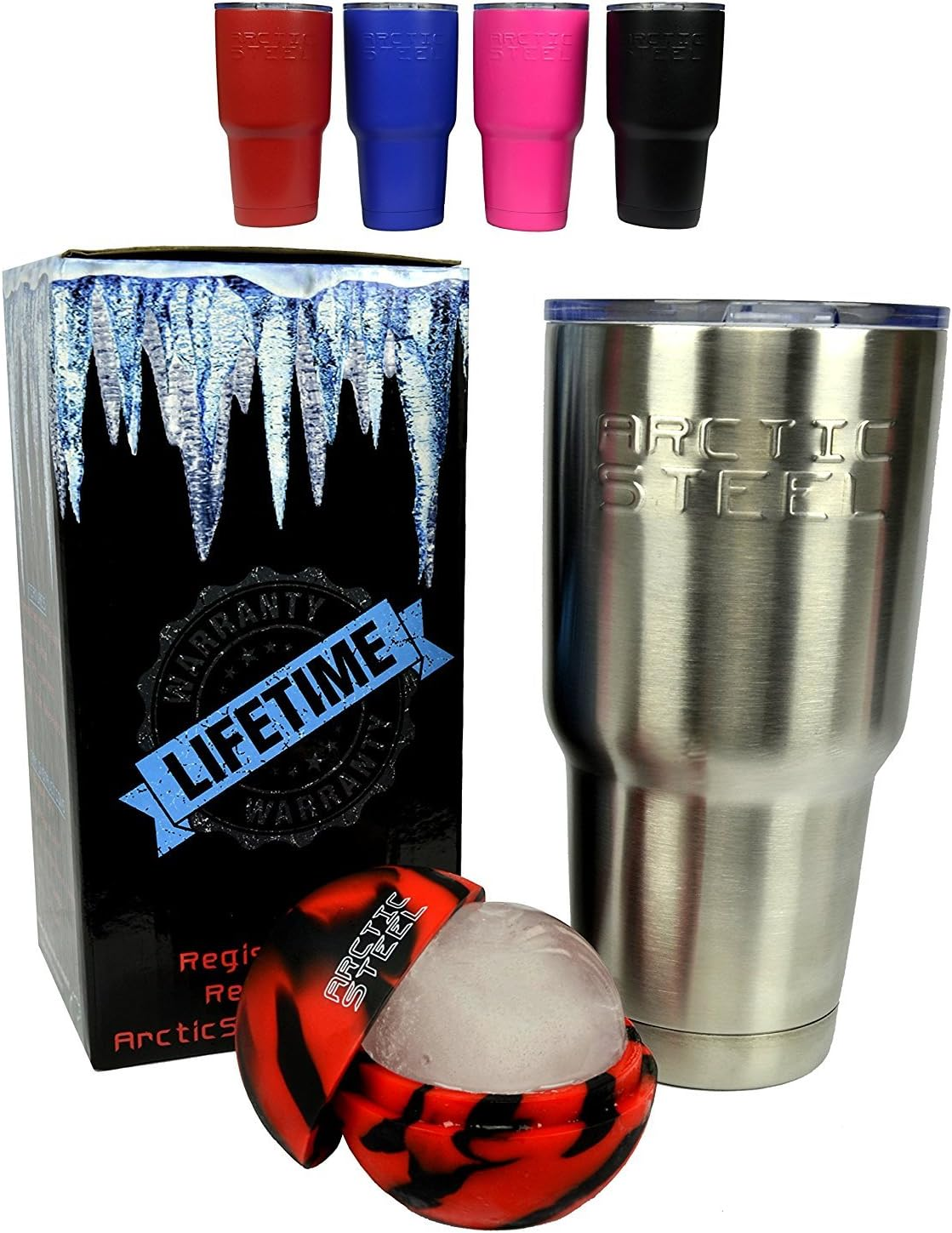 30Oz Tumbler - Durable Stainless Steel Double Wall Vacuum Insulated - BPA Free & Environmentally Friendly Travel Mug - Zero Sweat Rambler -RED without ICE Mold