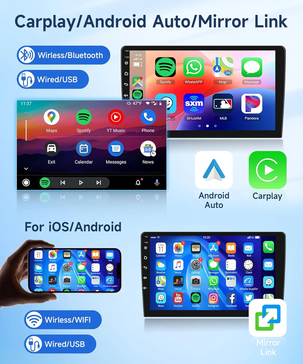 Rimoody Android Car Stereo for Toyota RAV4 2001-2006 with Apple Carplay, 9 Inch Touch Screen Car Radio with GPS Navigation Bluetooth FM Hifi Wifi Android Auto + AHD Backup Camera image number 4