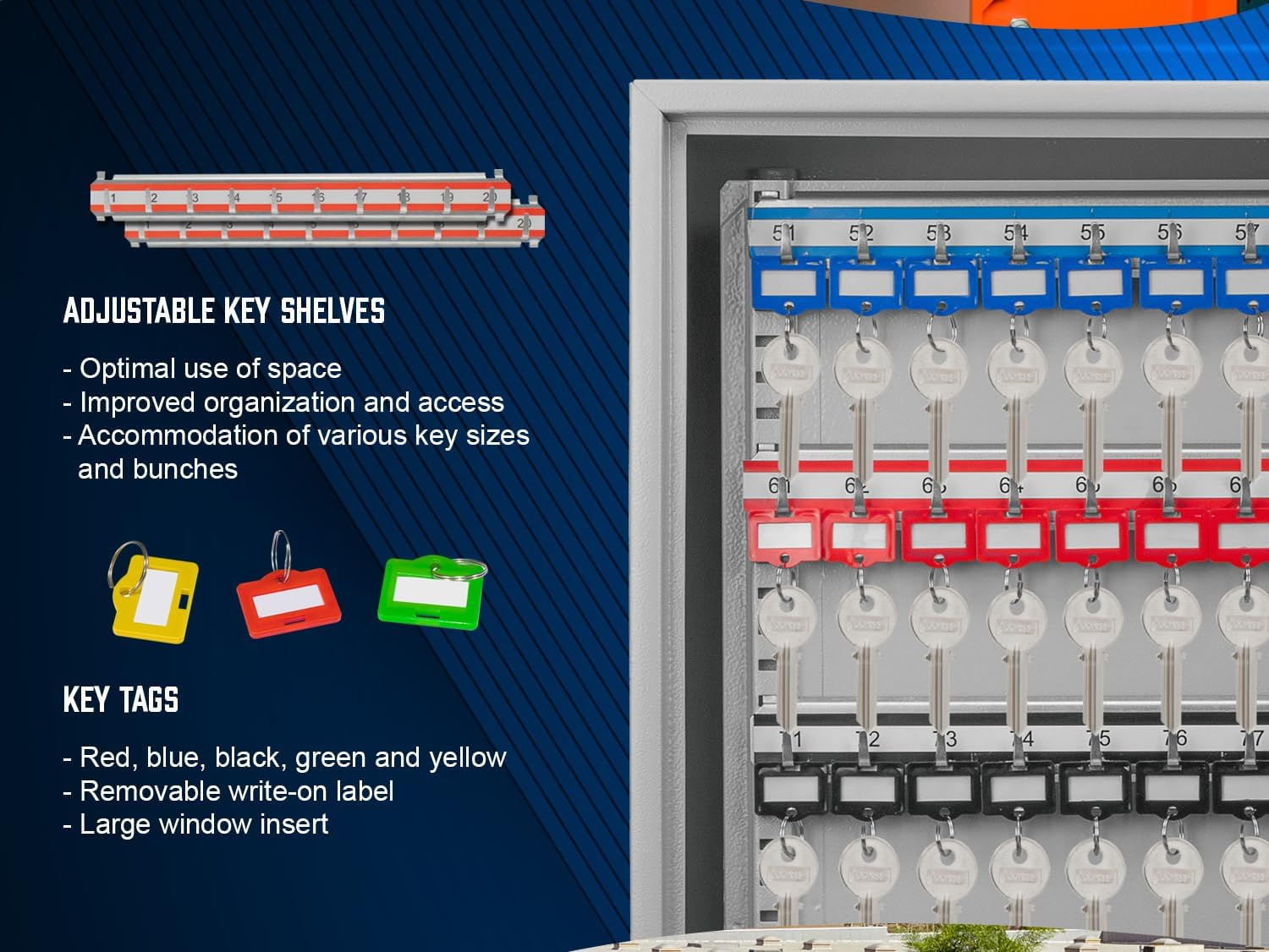 Barska 150 Position Key Cabinet with Key Lock, Grey image number 3