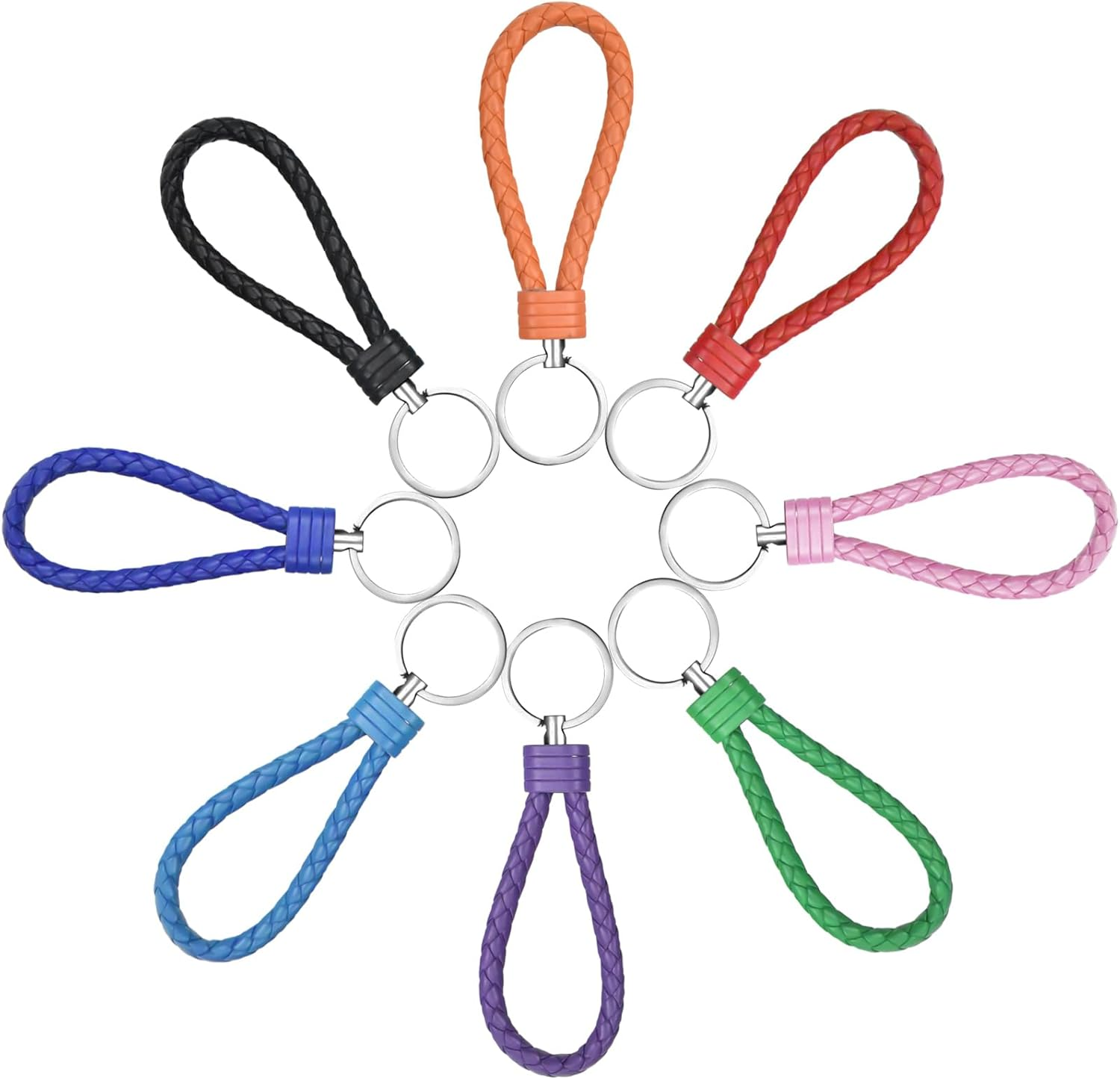 8 PCS Braided Keychain Strap Cord, Universal Key Chains for Key, Keyring Braided Rope Key Holder, Braided Rope Key Chain Ring image number 4