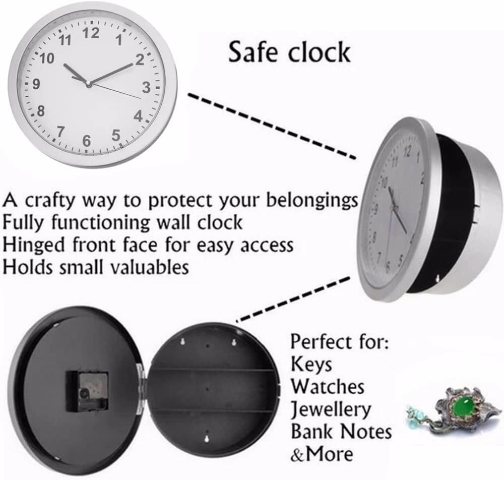Clock Safe Hidden Wall Secret Jewelry Security Money Cash Compartment Stash Box image number 1