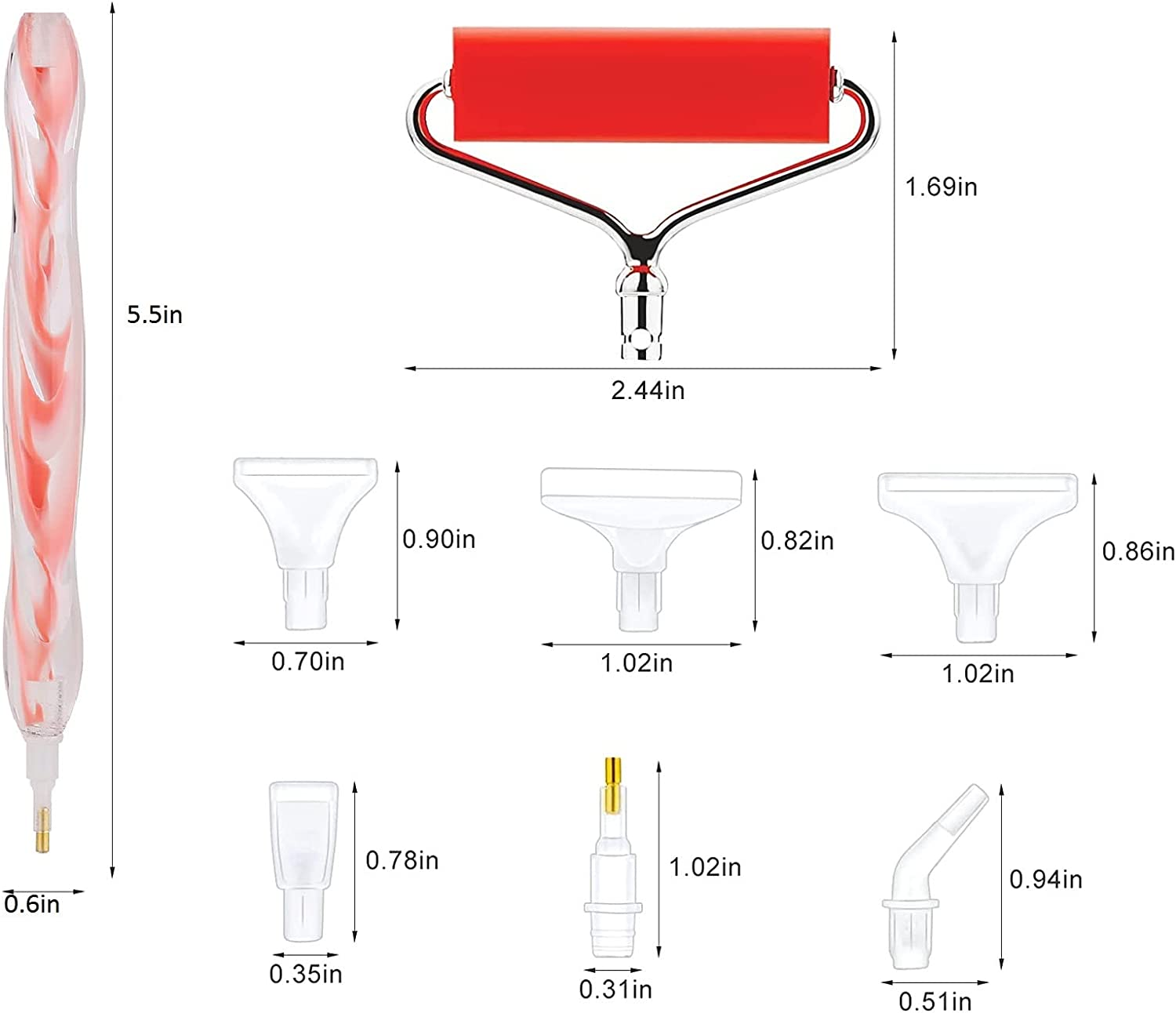 HIGHROCK Diamond Painting Resin Pen Accessories Tools Set, 5D Diamond Art Roller Tools and Accessories Set Dots round Square Drill Wax Pens (Pink)