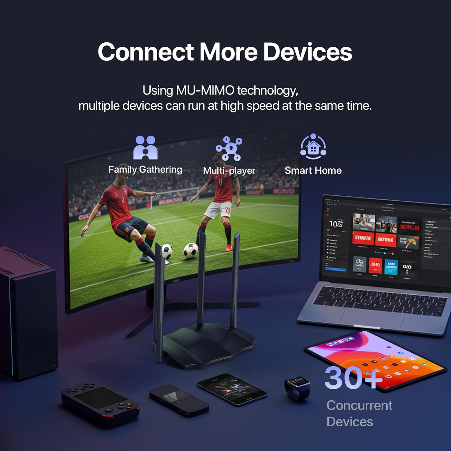 Tenda AC1200 Gigabit Wifi Router &ndash; Dual Band Router for Wireless Internet, 3 X GE Ports, 4X6Dbi Antennas, MU-MIMO, Ipv6, Guest Wifi, Access Point Mode, Long Range Coverage(Ac8) image number 2