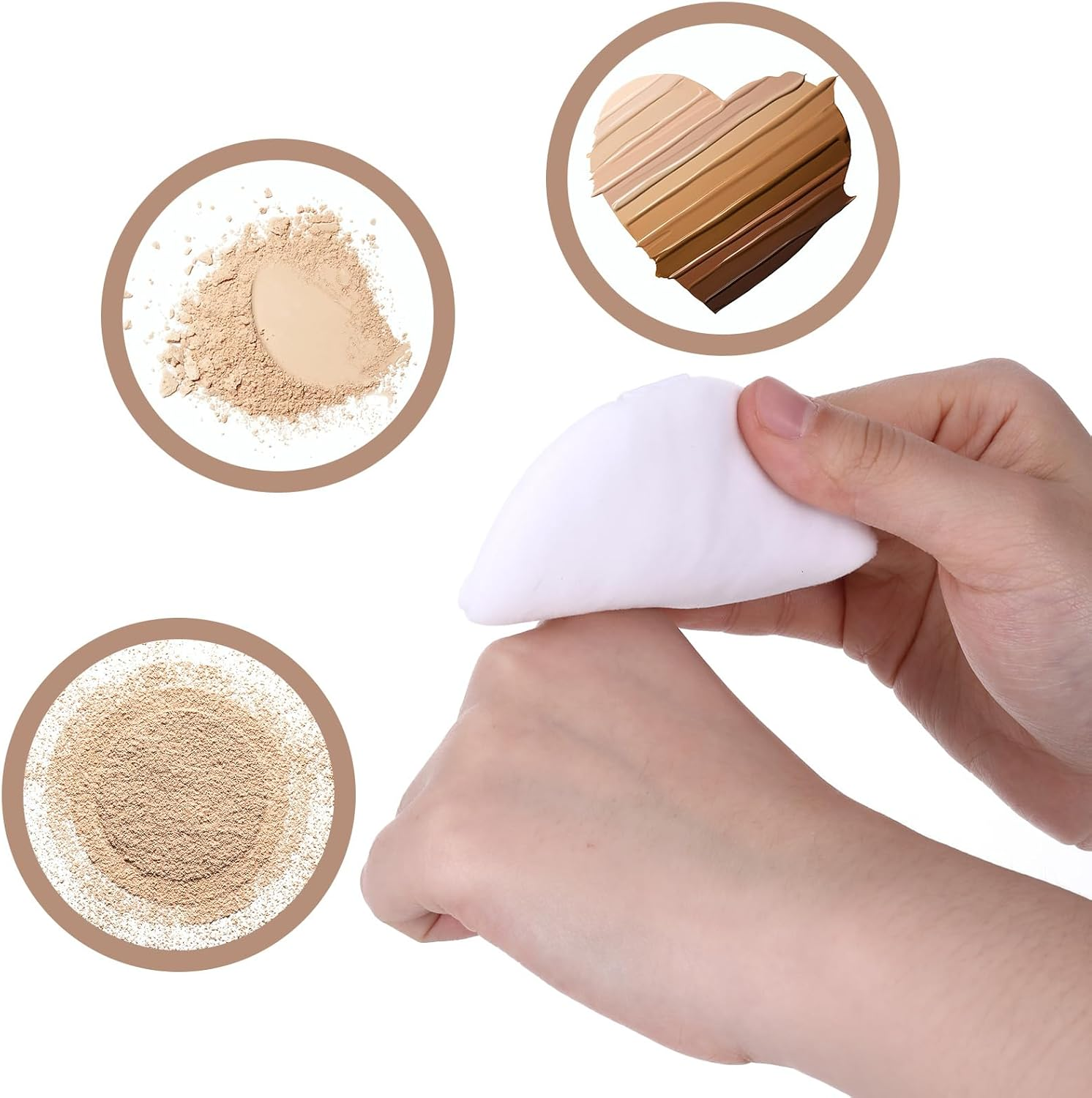 Pack of 6 8 Cm round Powder Puffs, Large Velour Face Body Powder Puffs, Loose Powder Puffs, Ultra Soft, Washable, Reusable Cotton Powder Puff, Body Powder Puffs, for Wet Dry Make up Tool image number 3