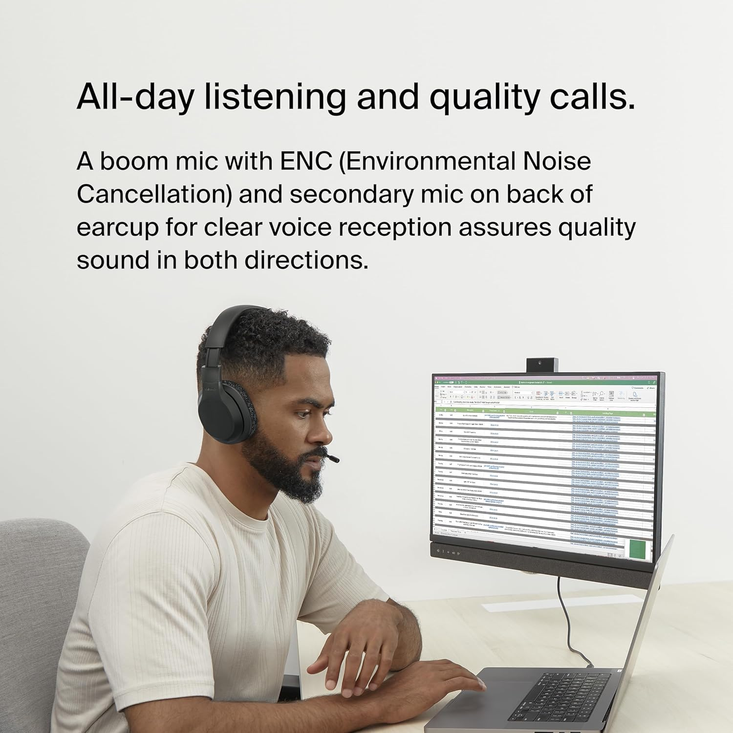 Belkin Soundform Adapt Wireless Over-Ear Headset, Headphones for Work, Play, Gaming, & Travel with Built-In Boom Microphone - Compatible with Iphone, Ipad, Galaxy, and More &ndash; Black image number 4