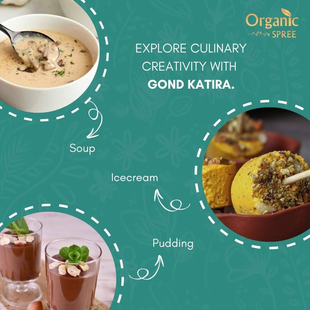 Organic Spree Gond Katira - Tragacanth Gum - Gomme Adragante - Goma Tragacanto - 250Grams (8.81 Oz) image number 5