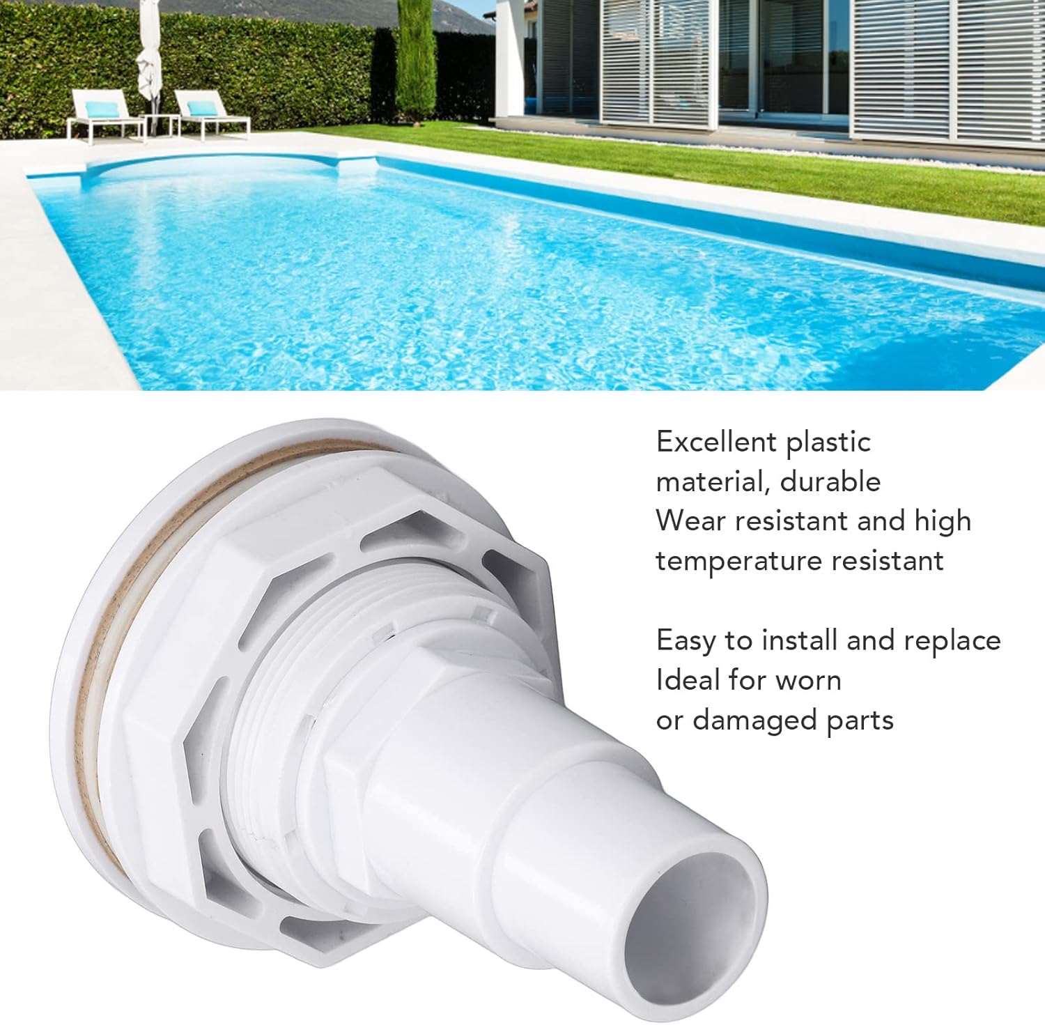 Return Outlet Jet Fitting, above Ground Swimming Pool, 2.5 Cm Pipe Adapter with Gasket
