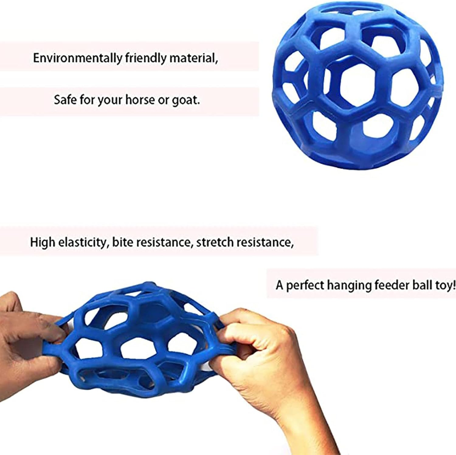 Hanging Feeding Treat Ball for Horse ,Hay Feeder Toy Ball for Horse?Goat Sheep Relieve Stress,Horse Stable Stall Paddock Rest (Blue) image number 5