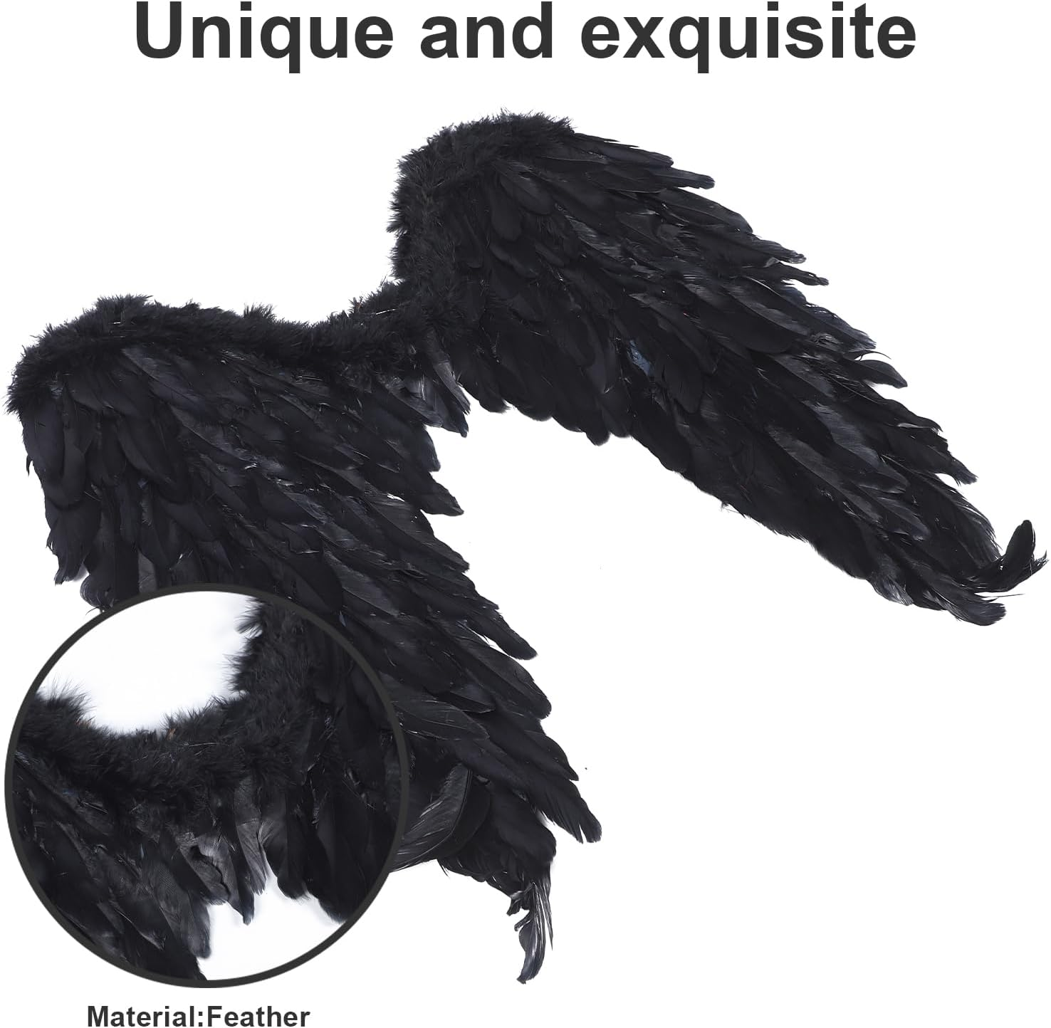 WRITWAA Black Angel Wing Costume for Kids, Perfect for Christmas Party, Stage Performance, and Halloween Dress-Up image number 2