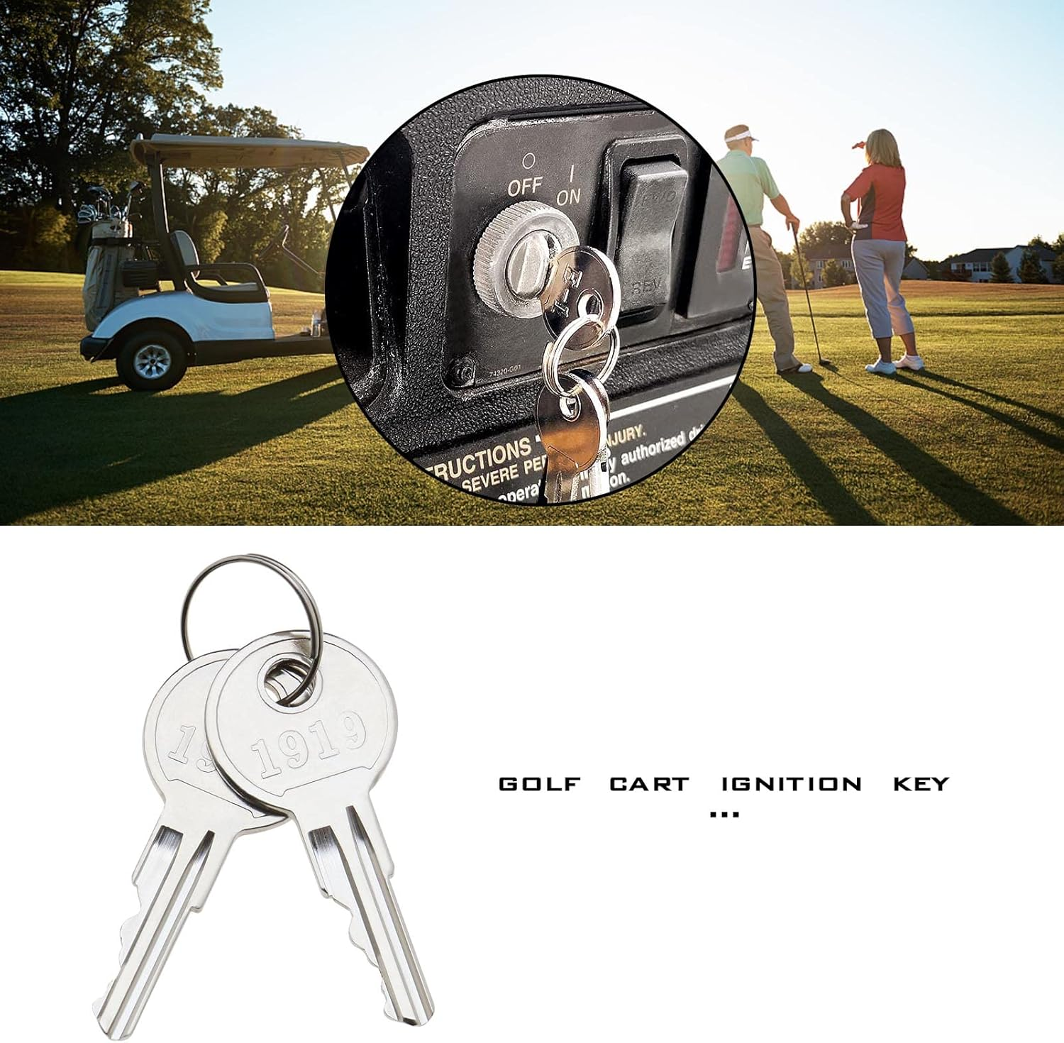 SING F LTD 2PCS Golf Cart Ignition Keys with 1PCS Key Ring 17063G1 Compatible with EZGO TXT Gas and Electric Golf Carts Replacement Spare Parts image number 5