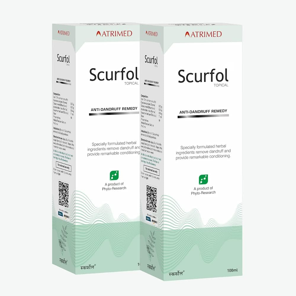 Atrimed Scurfol Anti-Dandruff Shampoo, Pack of 2, 100Ml