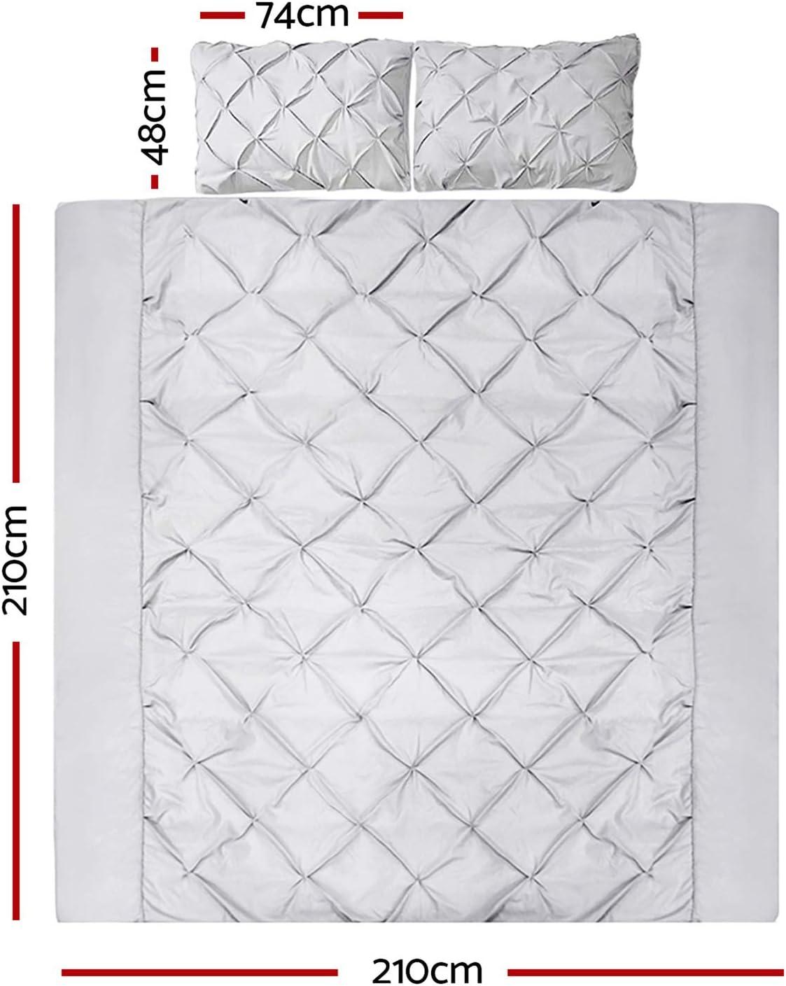 Giselle Bedding Queen Bed Quilt Cover Set, 100% Premium Microfibre 3Pcs Quilts Doona Duvet Comforter Covers Sets Diamond Pinch Pleat Beddings for Room Decor, Soft Machine Washable Grey image number 4