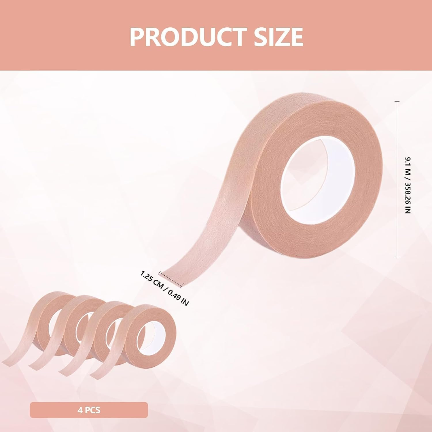 Medical Tape, PE Micropore Tape, 4 PCS Surgical Tape, Breathable and Flexible Nose Tape for Wound Injuries, Swelling Sports, Dressings, Rhinoplasty Recovery, Eyelash Extensions (1.25 * 910Cm) image number 3