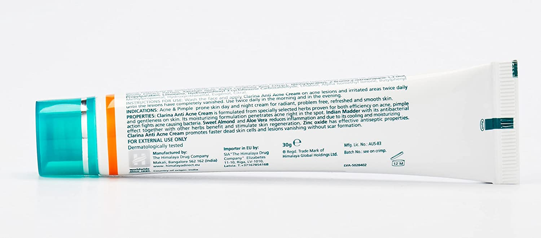 HIMALAYA HERBALS Clarina Anti-Acne Cream 30Gm | Natural Herbal Treatment Gel for Facial Acne | Removes Spots for Clear Mosturised Skin | Best for Teenagers and Adults image number 4