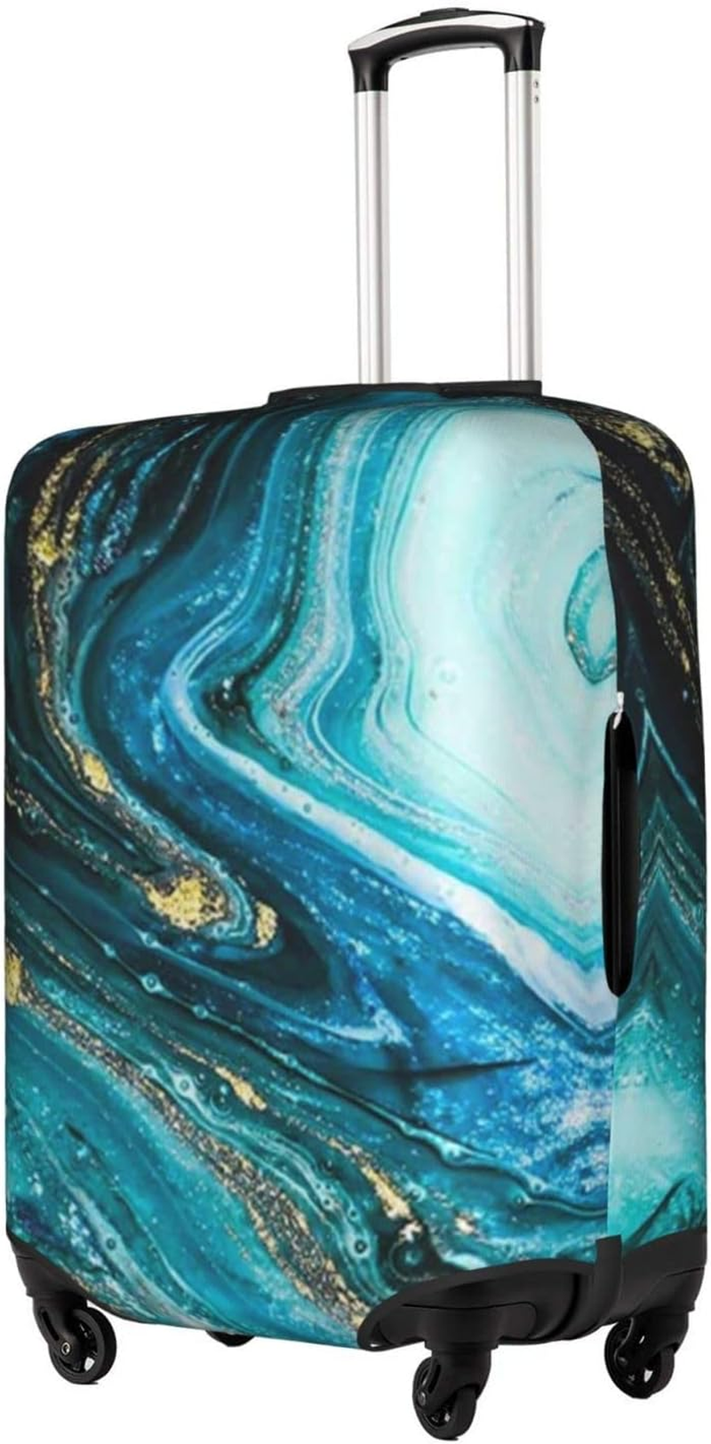 Stone Blue Gold Marble Luggage Cover Anti-Scratch Suitcase Protector Fits 18-32 Inch Luggage image number 5