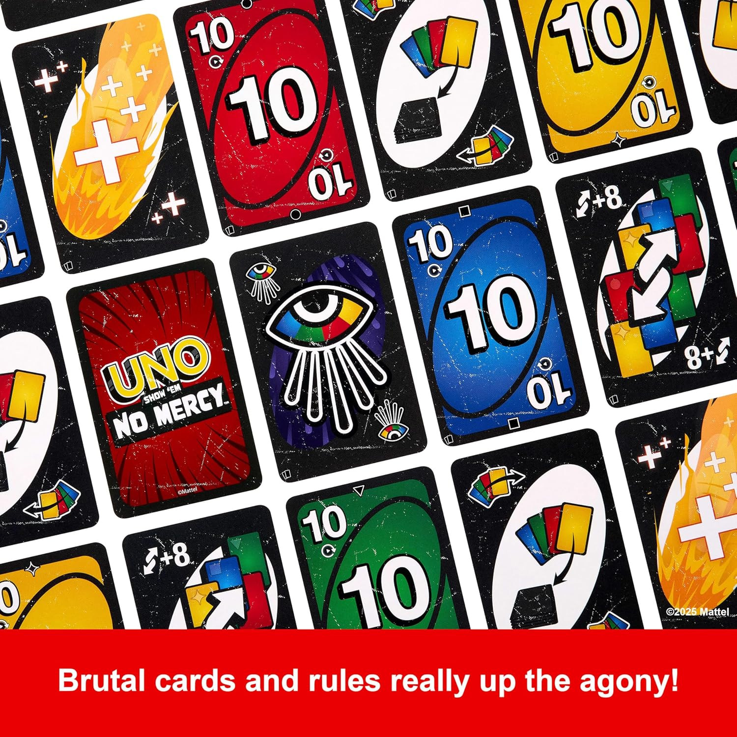 ​Mattel Games UNO Show &lsquo;Em No Mercy Expansion Pack with Extra Cards, Coins, Special Rules & Tougher Penalties for Kid, Adult & Family Nights image number 4