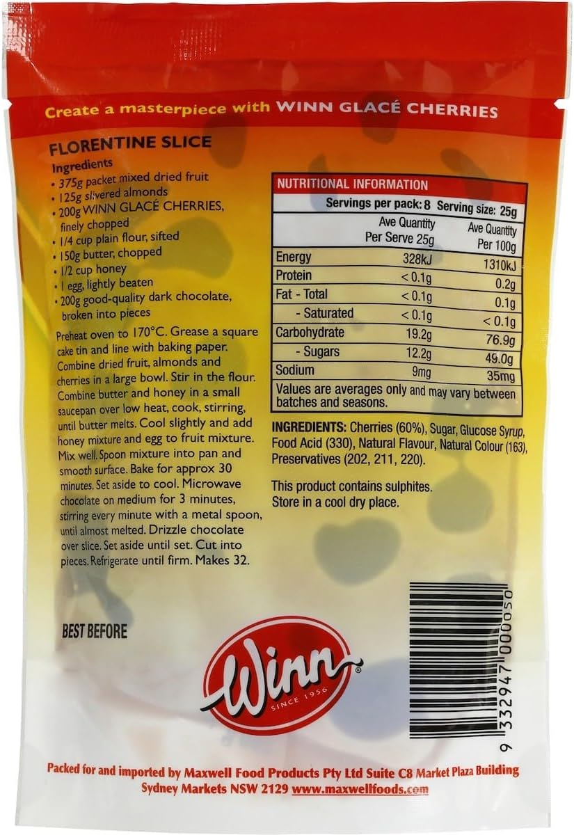 Winn Red Glace Cherries 200Gm image number 1