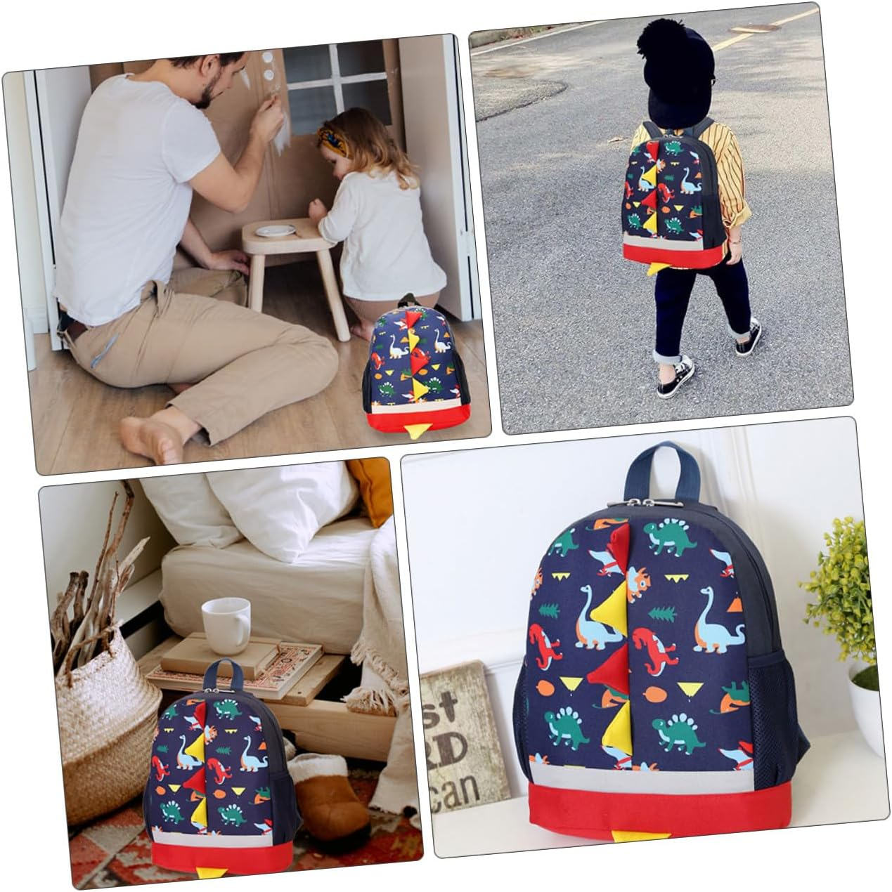 OHPHCALL Cartoon Dinosaur Backpack for 3-5 Years Boys And, Preschool School Bag Dual Shoulder Straps, Lightweight and Sturdy Outdoor Book Bag image number 3