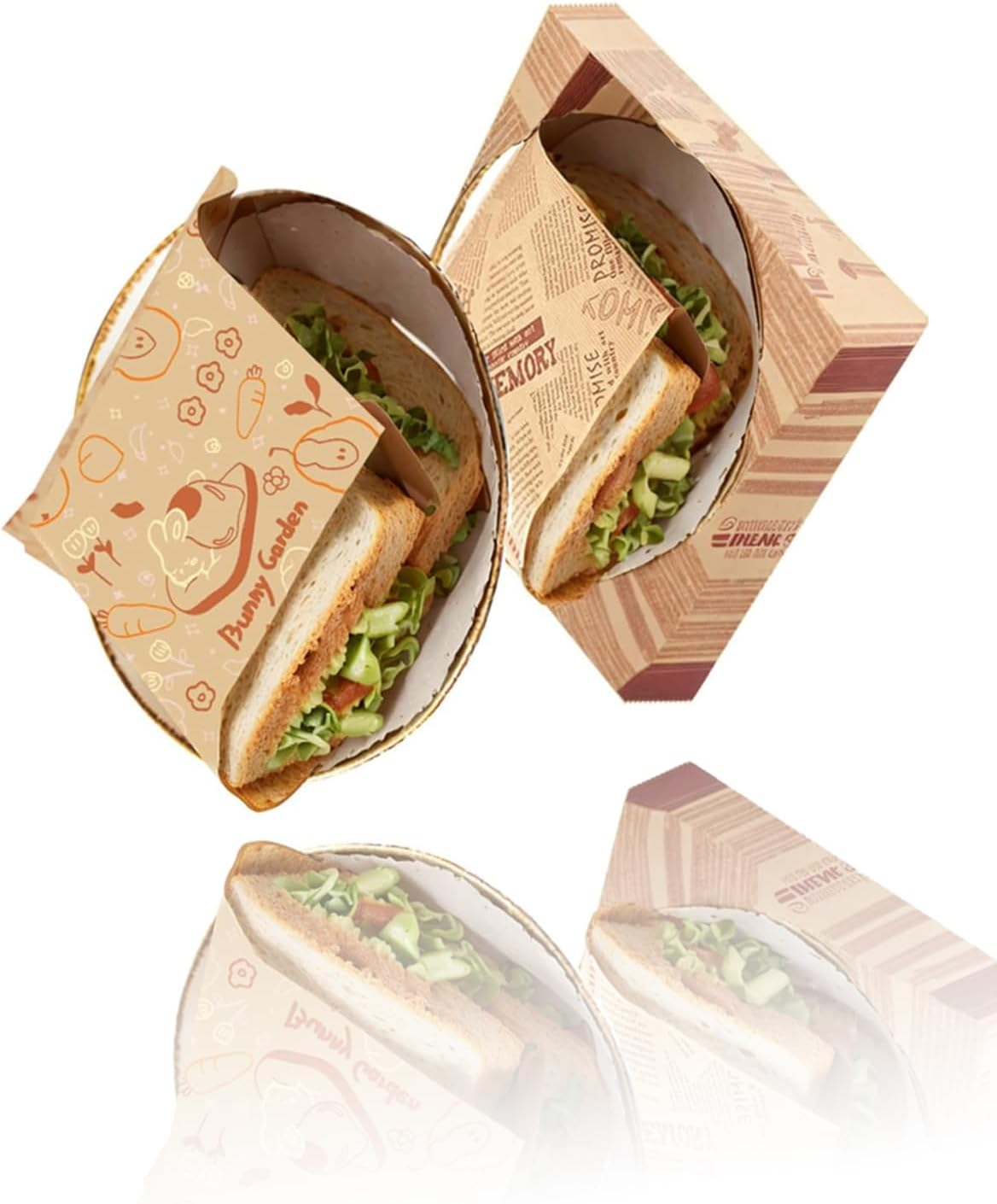 Triangle Paper Bags, 100 Count, 18X18Cm, Non-Stick & Greaseproof, for Burgers, Sandwiches, and Snacks, No-Fold Design for Quick Serving image number 1