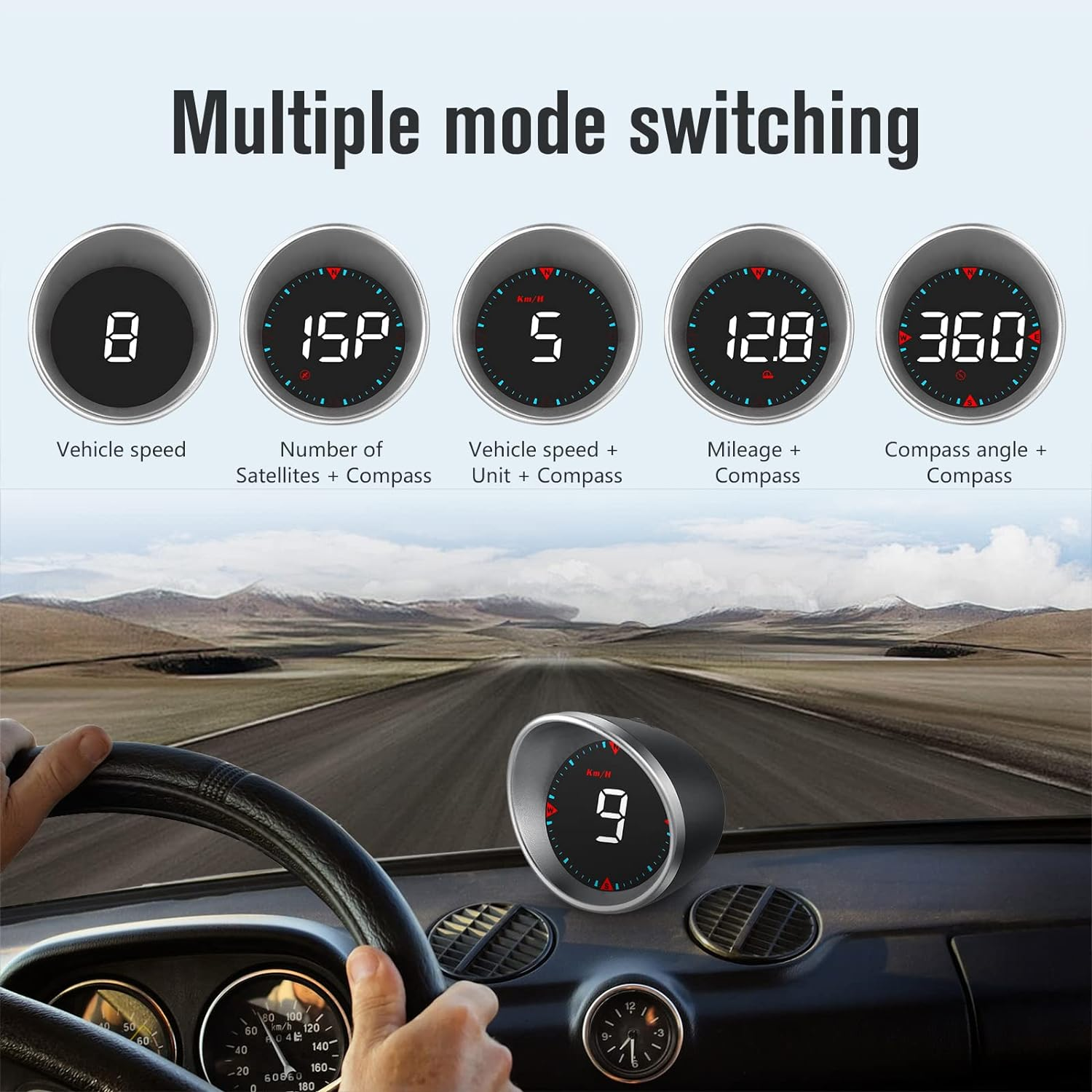 Car Hud Heads up Display G5，Digital GPS Speedometer with Speed Warning Compass, for All Cars image number 2