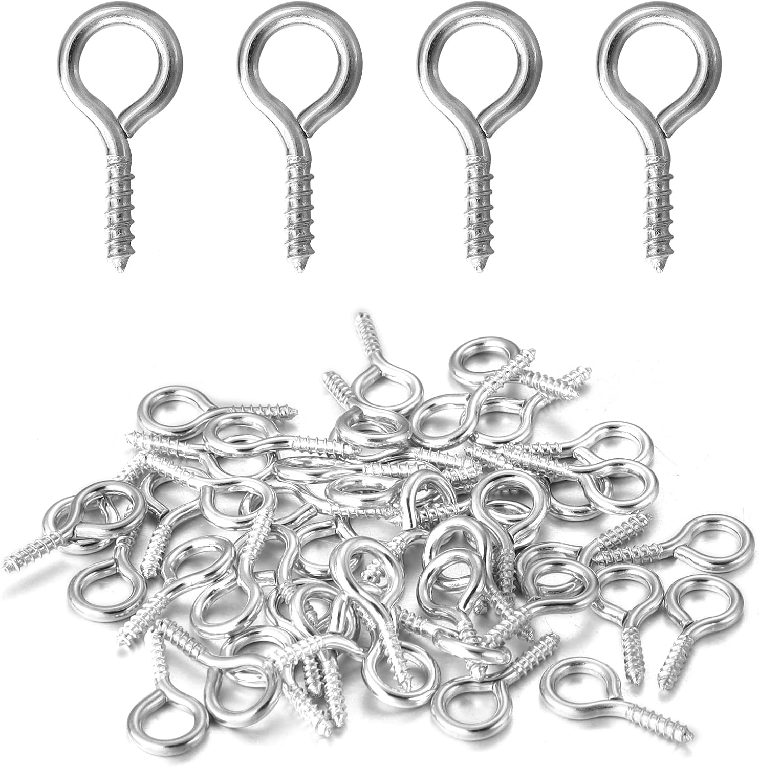 200 Pcs Metal Screw Eye Pins Hooks 7X14Mm Heavy Duty Screw Eye Pins for DIY Jewelry Making Rhodium Plated Eye Bolt Arts & Crafts Project image number 3