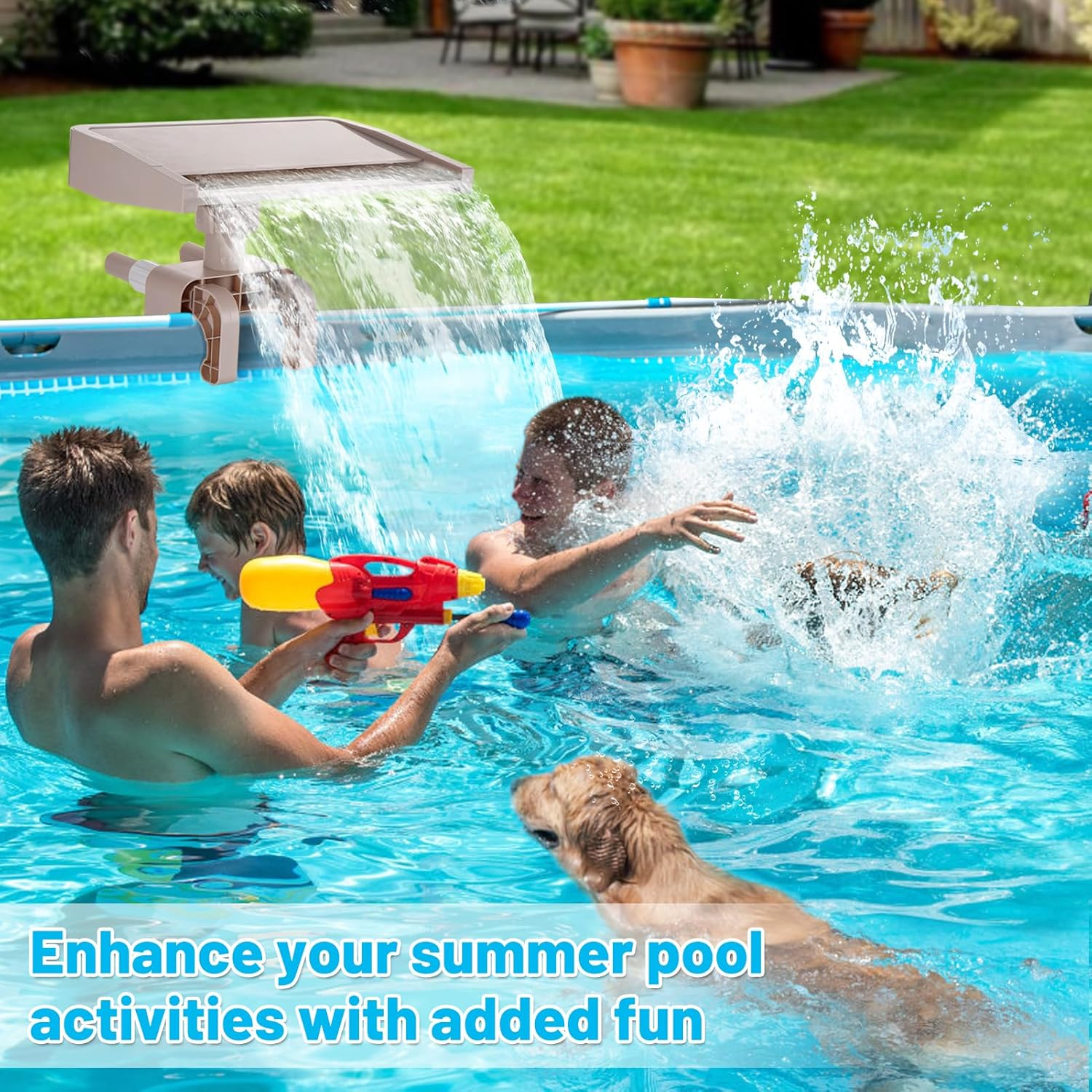 Pool Fountain Waterfall for above Ground Pools - Adjustable to Fit Various Frames, Waterfall Pool Sprinkler Fountain Soothing Pool Accessories for Cooling & Relaxation, Easy to Install image number 5