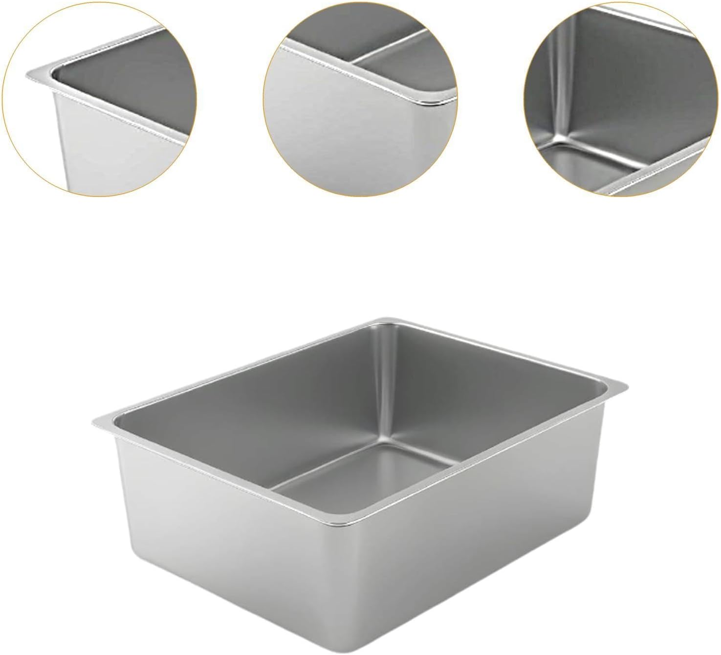 ＡＷＨＡＯ Stainless Steel Litter Box, Sandbox, Anti- Kitten Toilet, High Sided Metal Litter Box, Litter Box, 36Cmx27Cmx15Cm image number 4