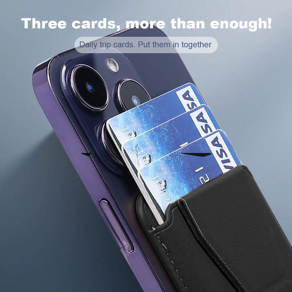 TTPSRY Compatible with Magsafe Wallet Leather Card Holder Magnetic Wallet with Adjustable Stand Ultra Slim Magnetic Wallet for Iphone 16/15/14/13/12 Series, Black, Minimal image number 1