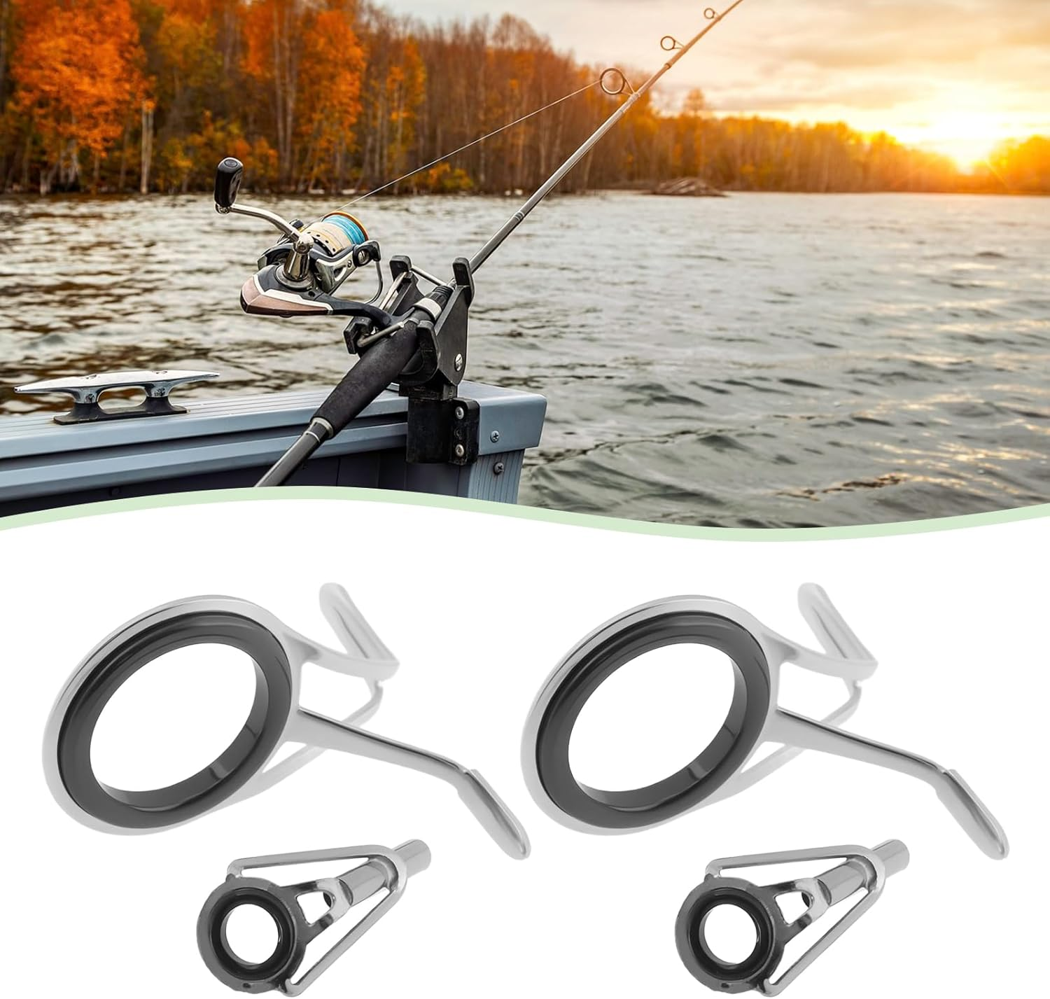 VGOL Set of 14Pcs Fishing Top Rod Rings Repair Kit Long-Distance Fishing Rod Guide (1.8Cm 1.4Cm 1.1Cm 0.8Cm 0.6Cm 0.5Cm 0.5Cm) image number 1