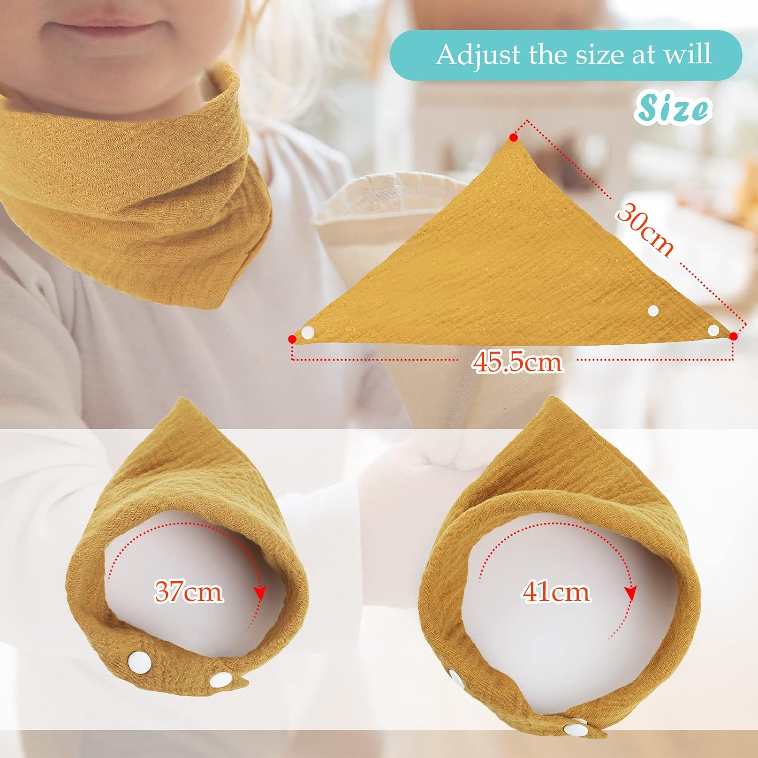 WD&CD Baby Bandana Drool Bib (4 Pack) Adjustable Absorbent Soft Snap Drool Bibs for Baby Girls and Boys-C image number 4